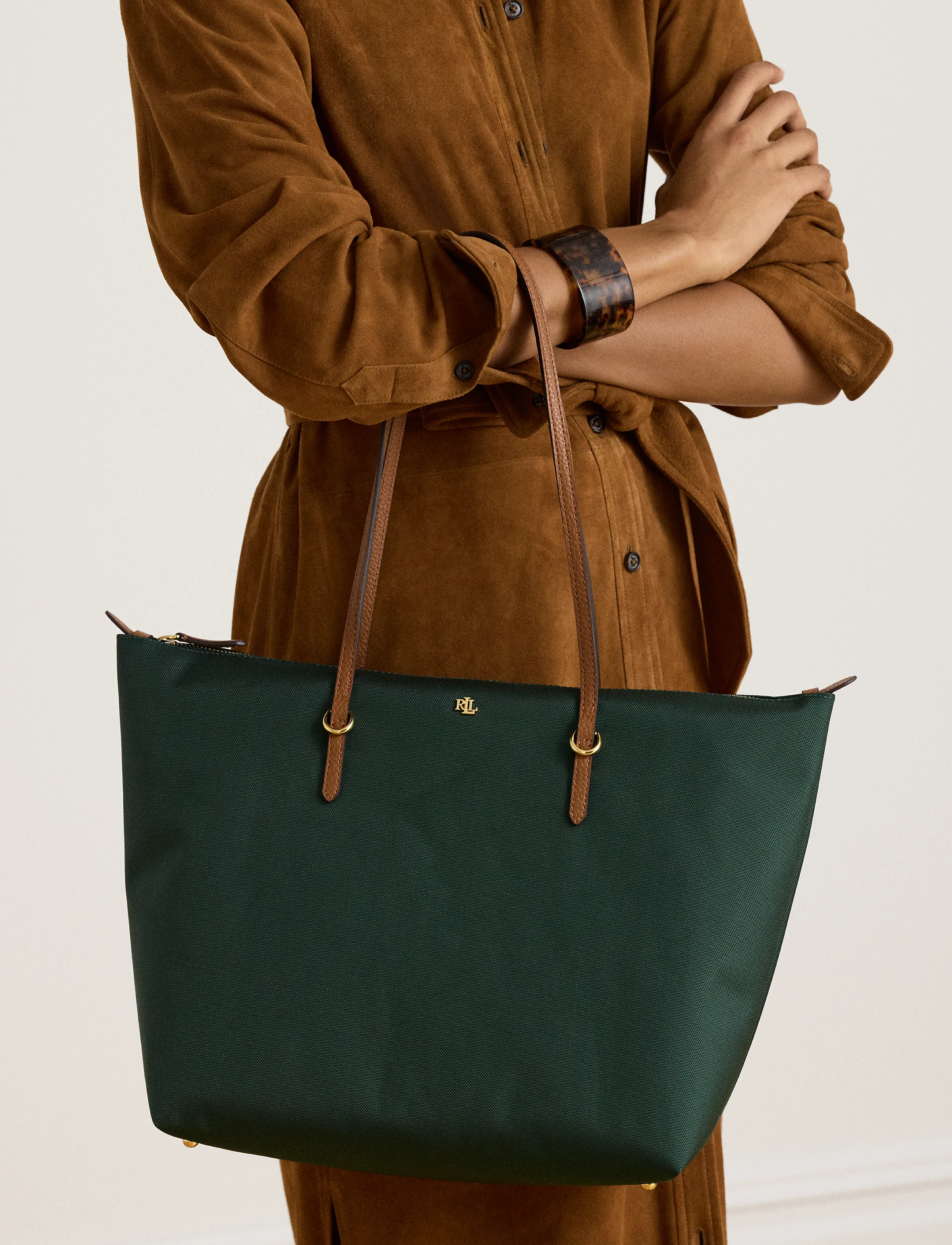 Lauren Ralph Lauren Nylon Large Keaton Tote Bag - Ralph Lauren - SEASON GREEN/LAUR / green