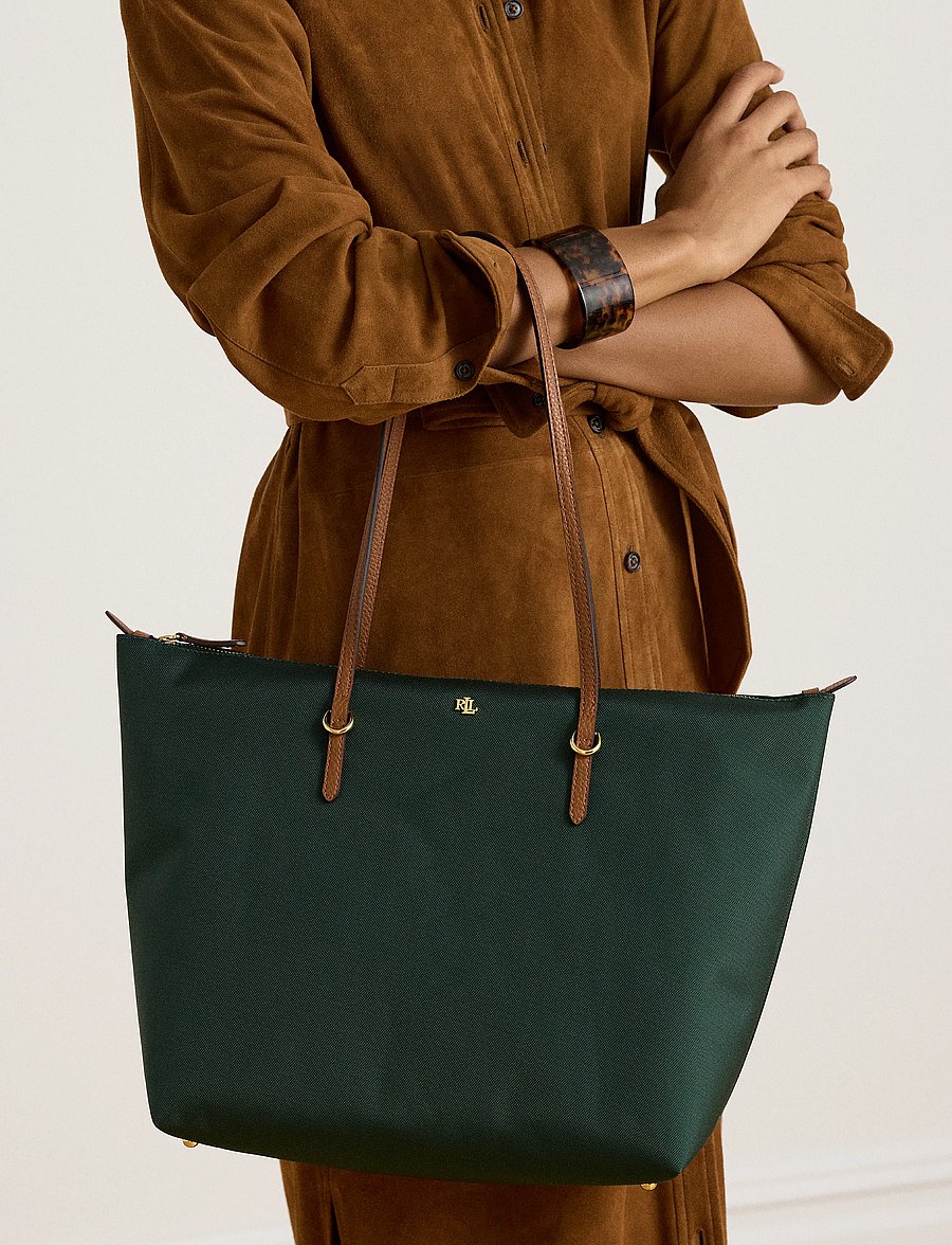 Lauren Ralph Lauren - Stor toteväska Keaton i nylon - totes - season green/laur - 0