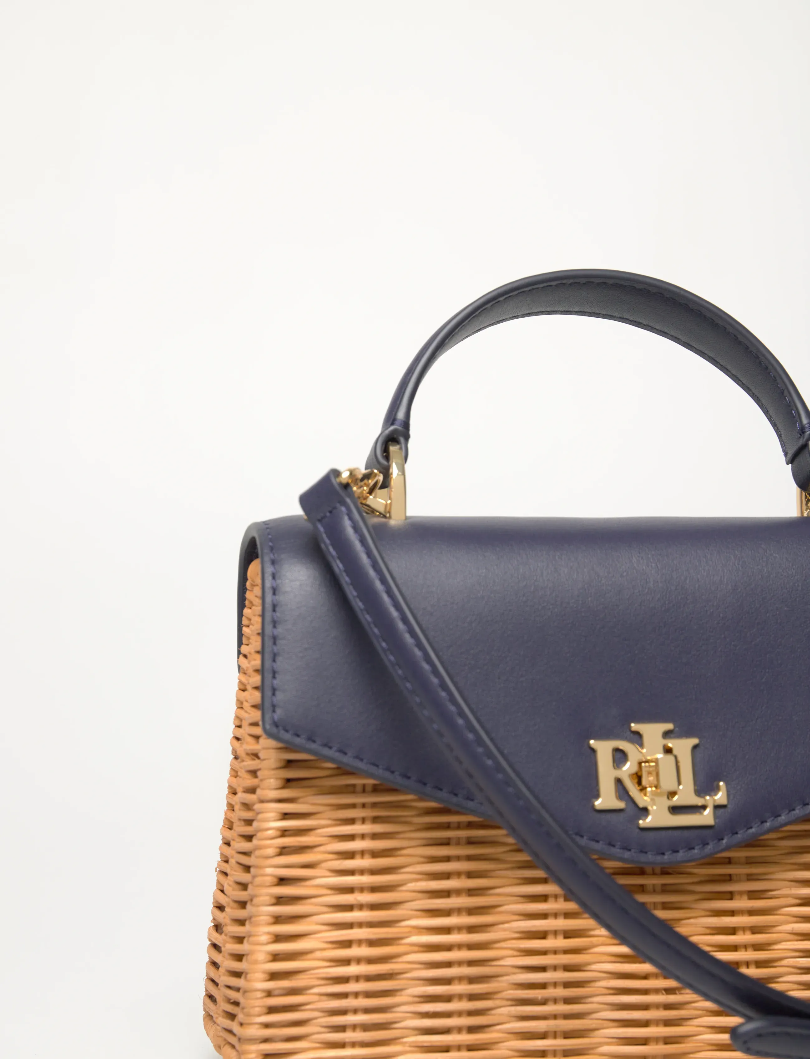 Lauren Ralph Lauren - Rattan & Leather Small Farrah Satchel - crossbody bags - light walnut/refi - 4
