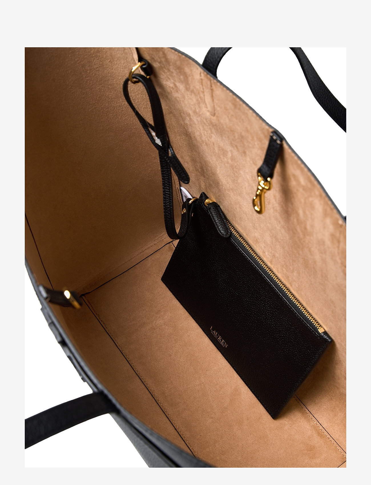 Lauren Ralph Lauren - Pebbled Leather Large Cameryn Tote Bag - shoppere - black - 4