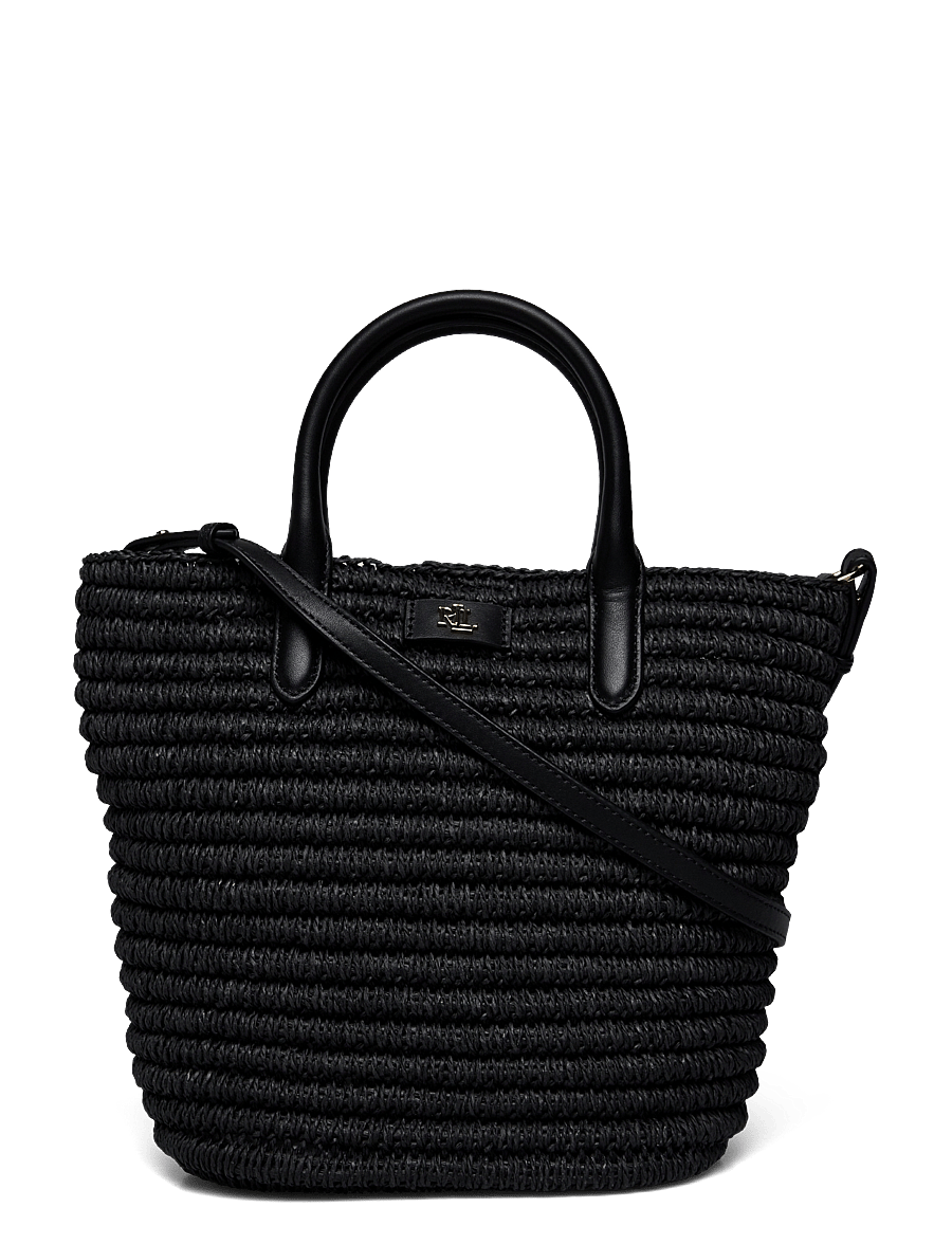 Lauren Ralph Lauren - Woven Straw Medium Brie Tote Bag - black/black - 0