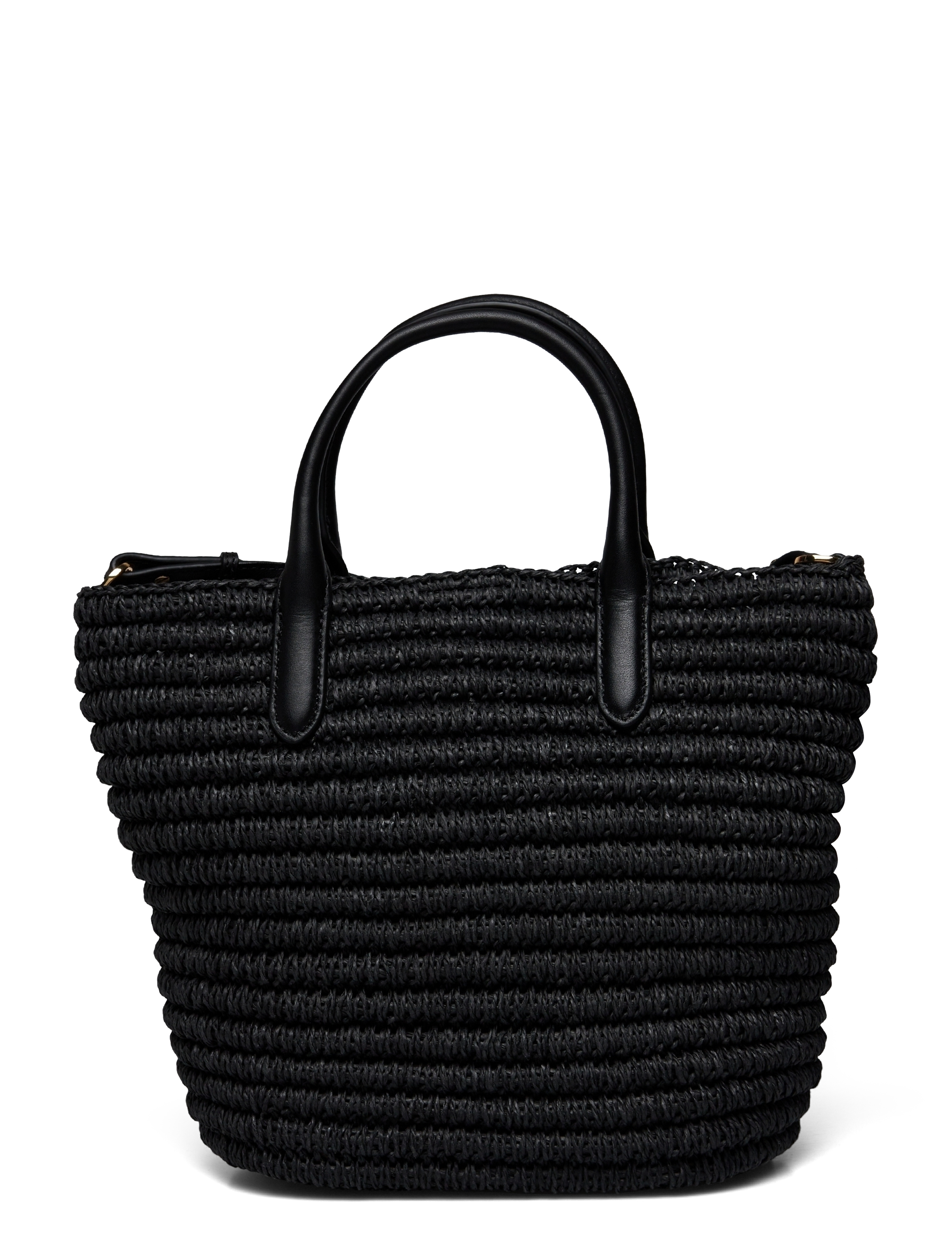 Lauren Ralph Lauren - Woven Straw Medium Brie Tote Bag - black/black - 1