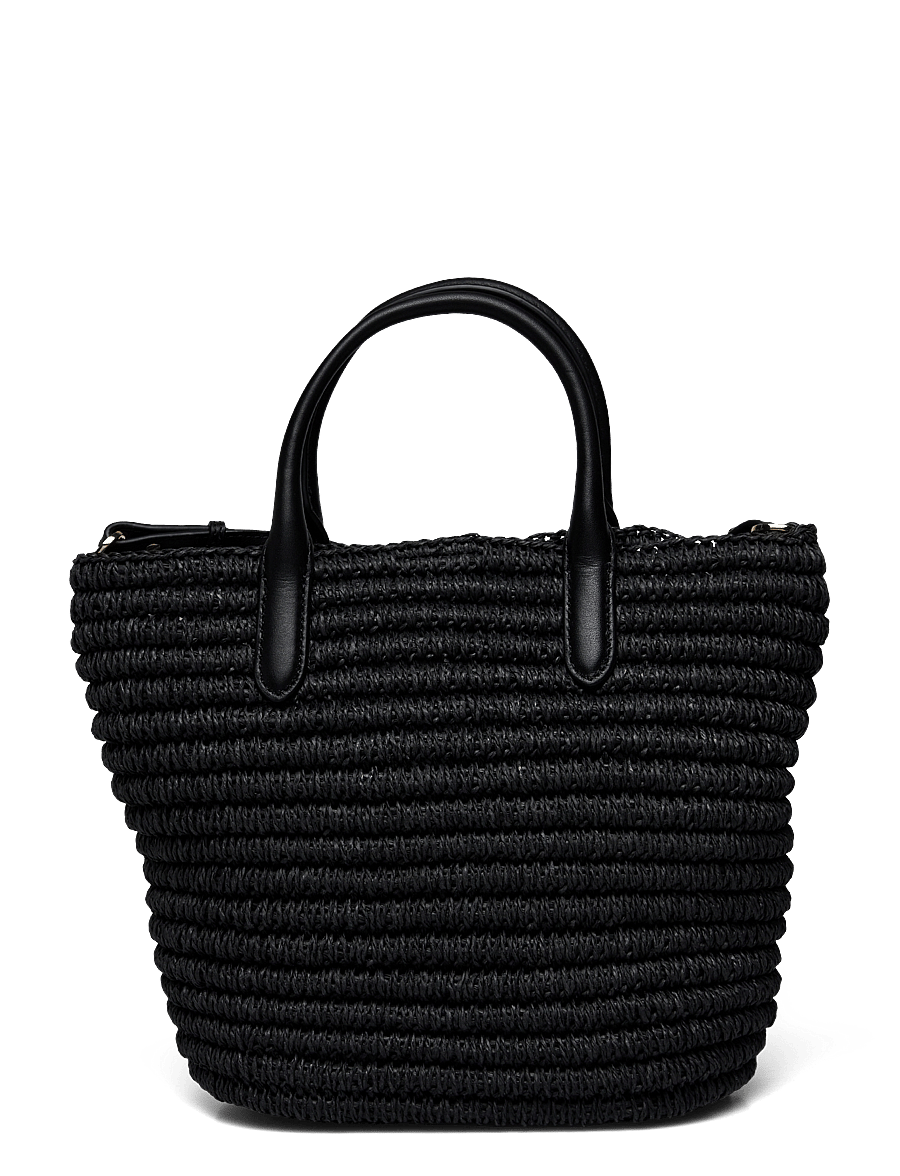 Lauren Ralph Lauren - Woven Straw Medium Brie Tote Bag - black/black - 1