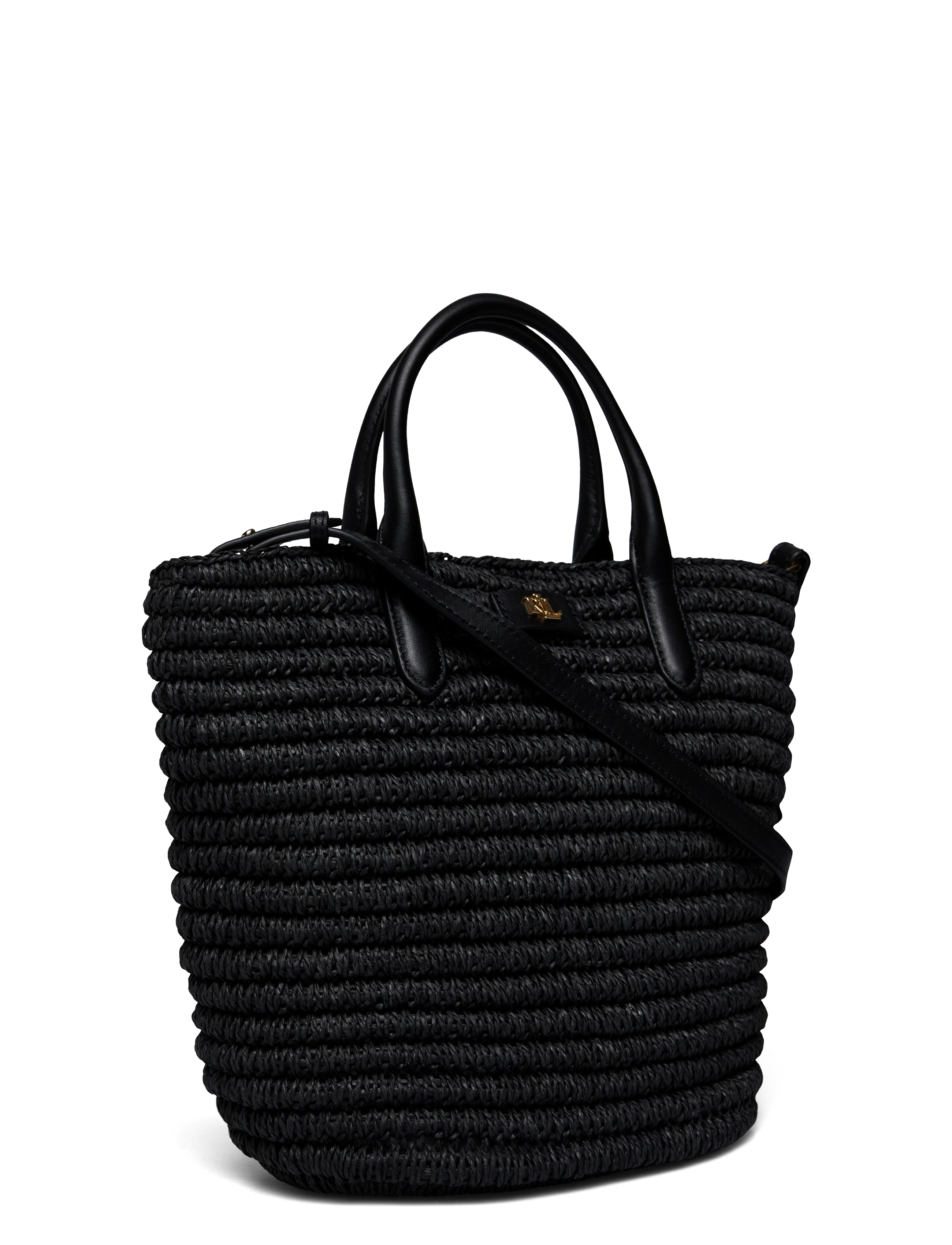 Lauren Ralph Lauren - Woven Straw Medium Brie Tote Bag - black/black - 2