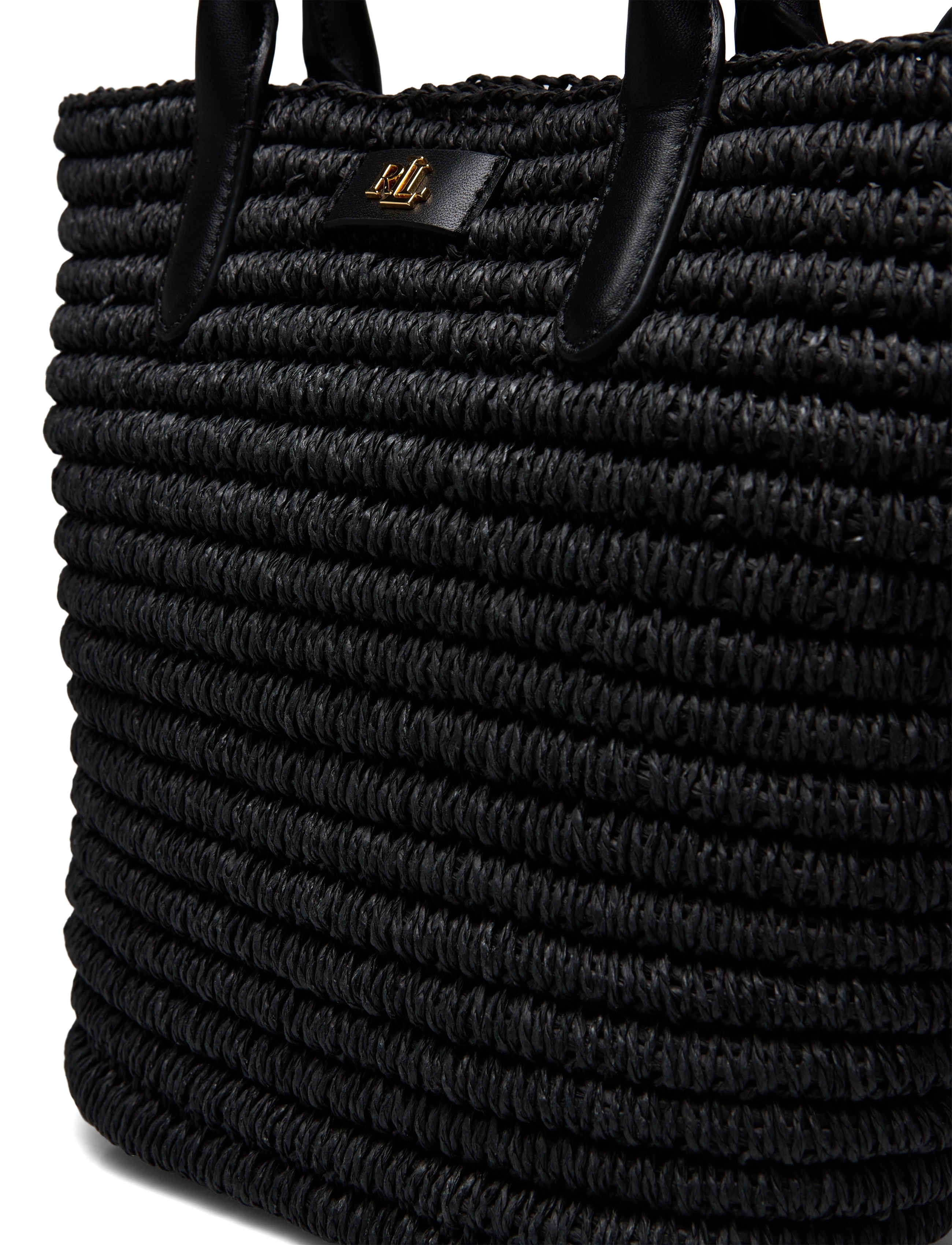 Lauren Ralph Lauren - Woven Straw Medium Brie Tote Bag - black/black - 3