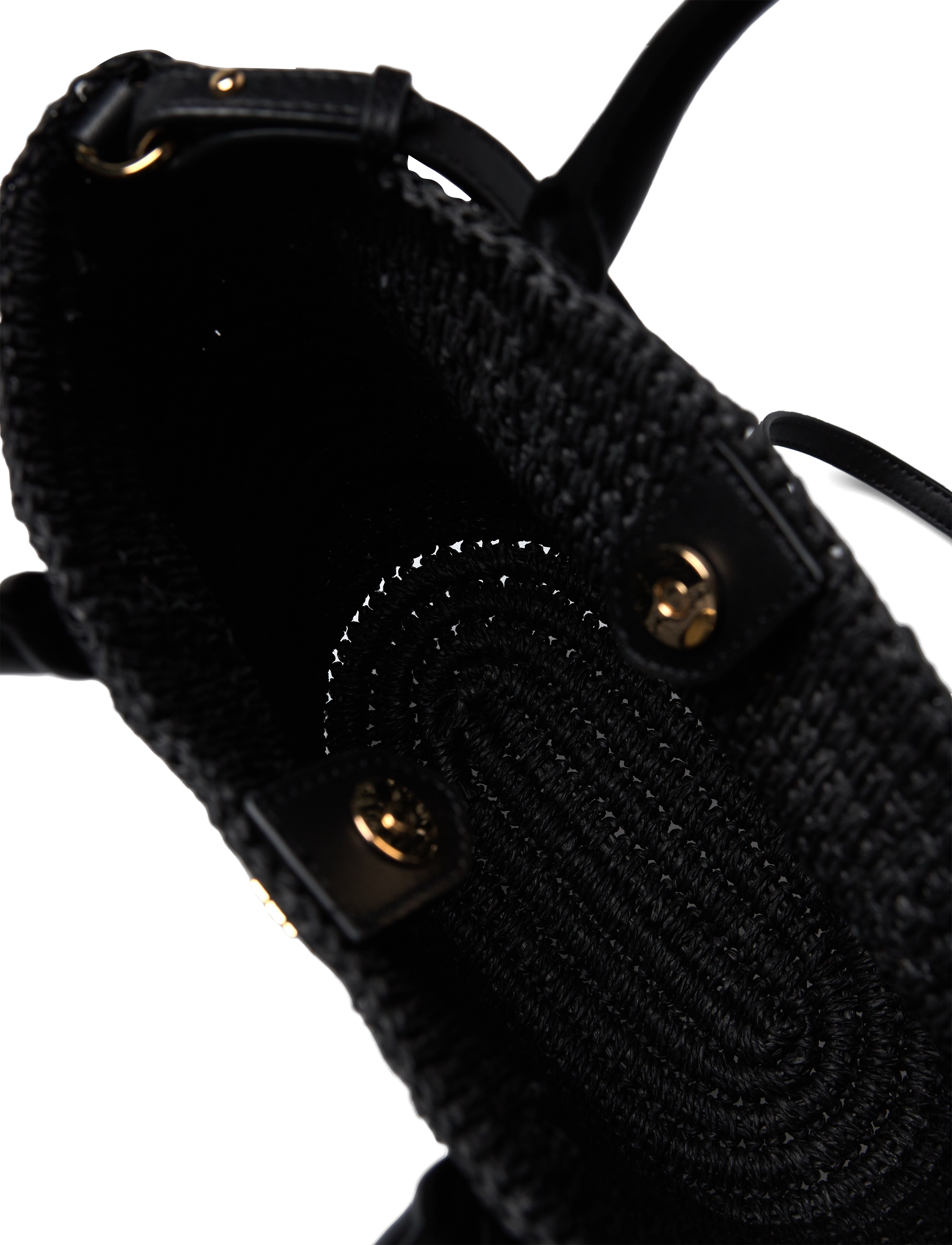 Lauren Ralph Lauren - Woven Straw Medium Brie Tote Bag - black/black - 4