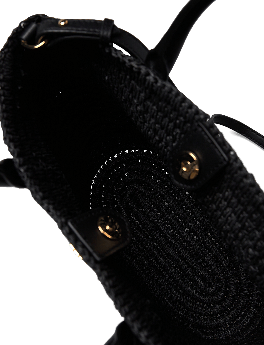 Lauren Ralph Lauren - Woven Straw Medium Brie Tote Bag - black/black - 4