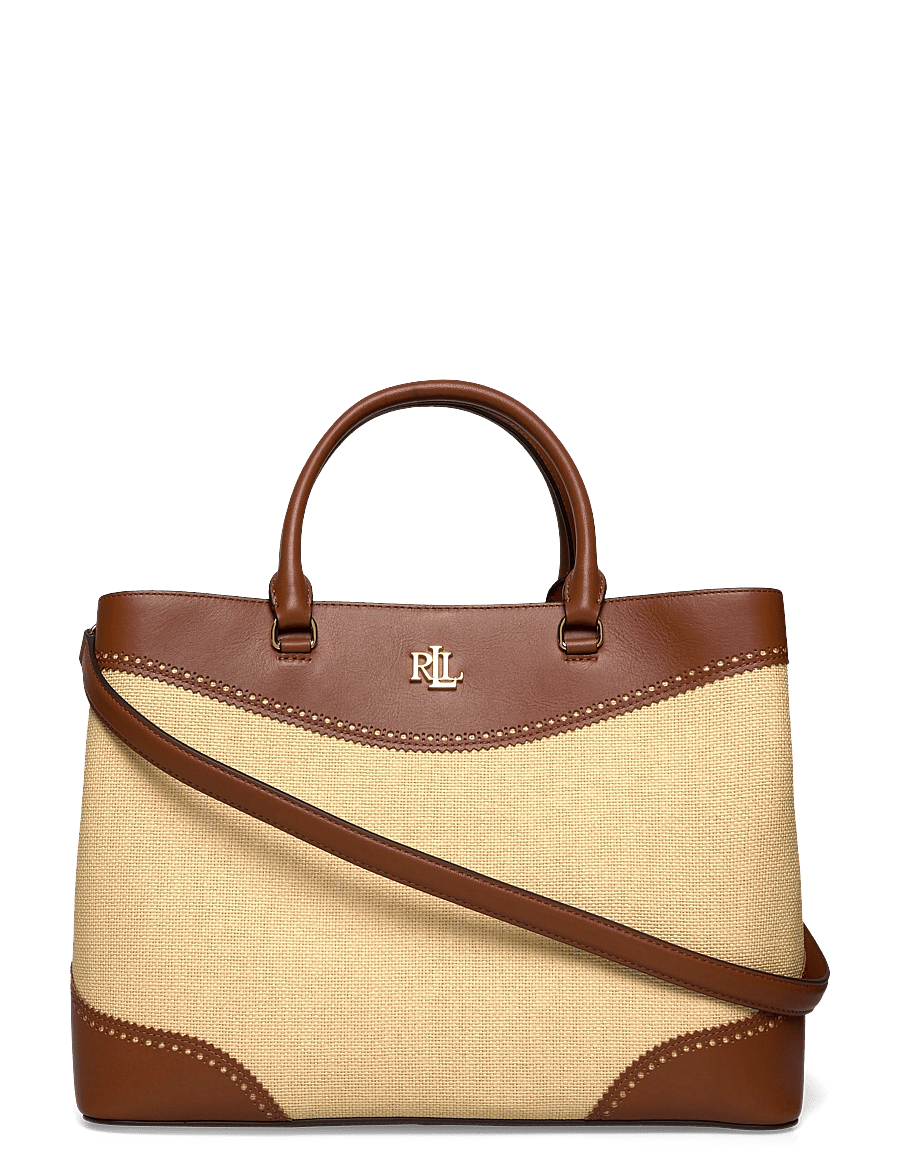 Lauren Ralph Lauren - Straw & Leather Large Marcy Satchel - shoppere - dark natural/laur - 0