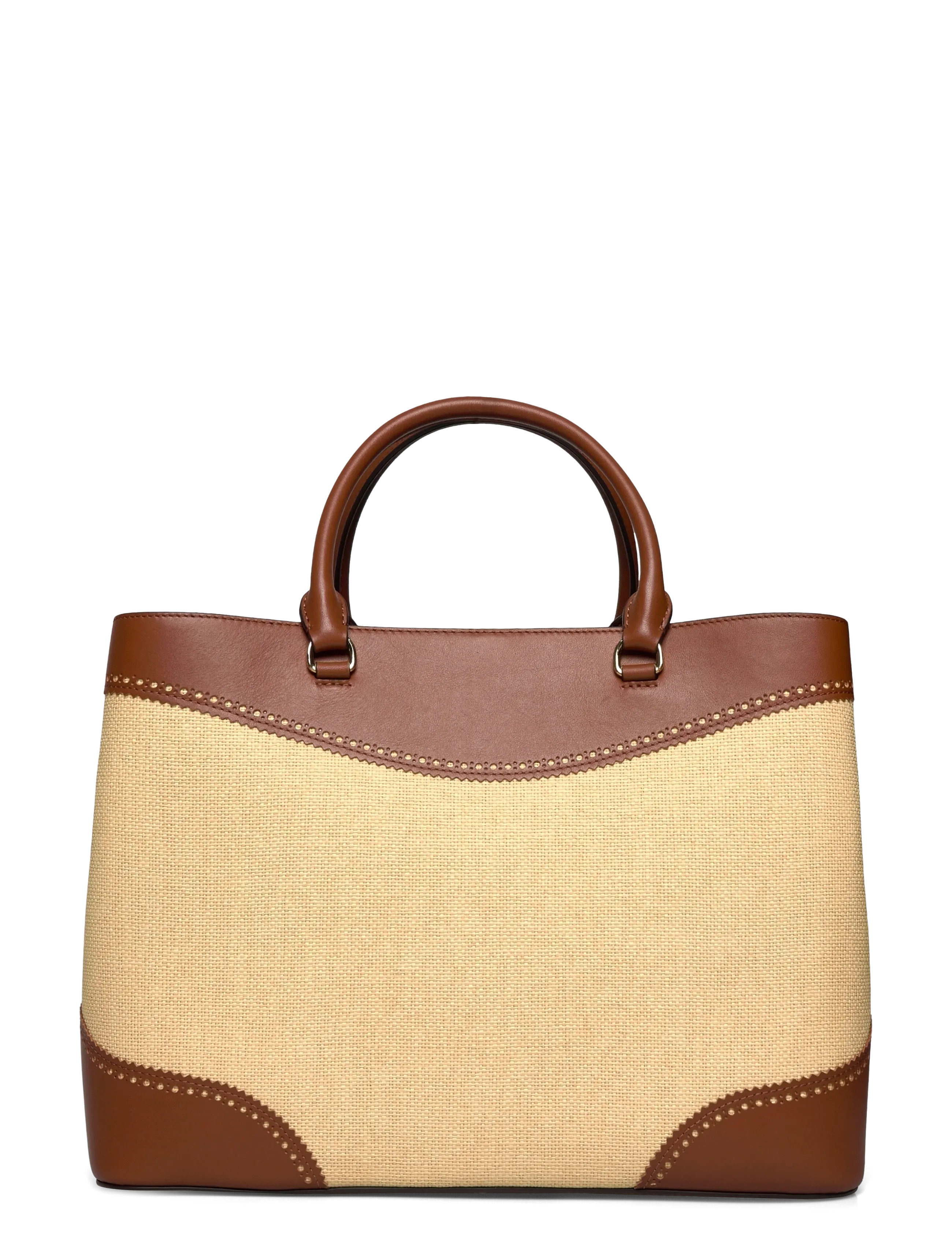 Lauren Ralph Lauren - Straw & Leather Large Marcy Satchel - shoppere - dark natural/laur - 1