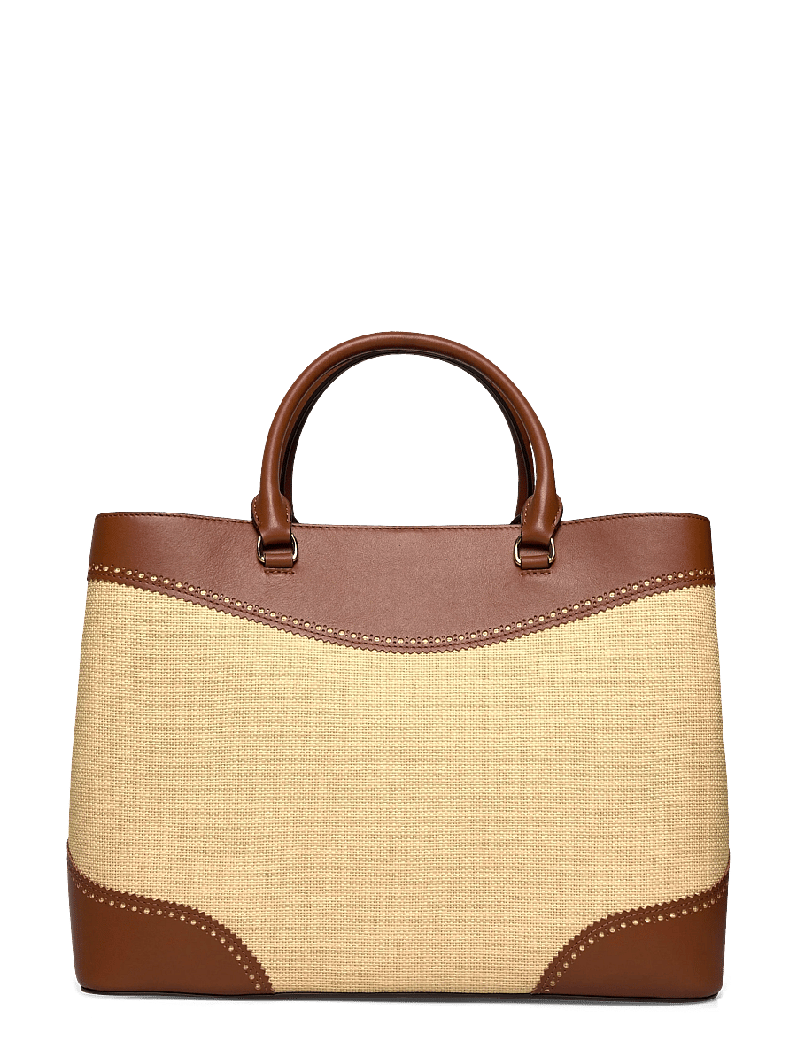 Lauren Ralph Lauren - Straw & Leather Large Marcy Satchel - shoppere - dark natural/laur - 1