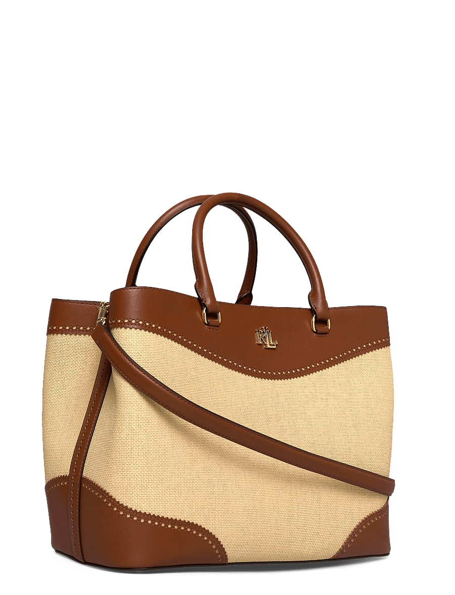 Lauren Ralph Lauren - Straw & Leather Large Marcy Satchel - shoppere - dark natural/laur - 2