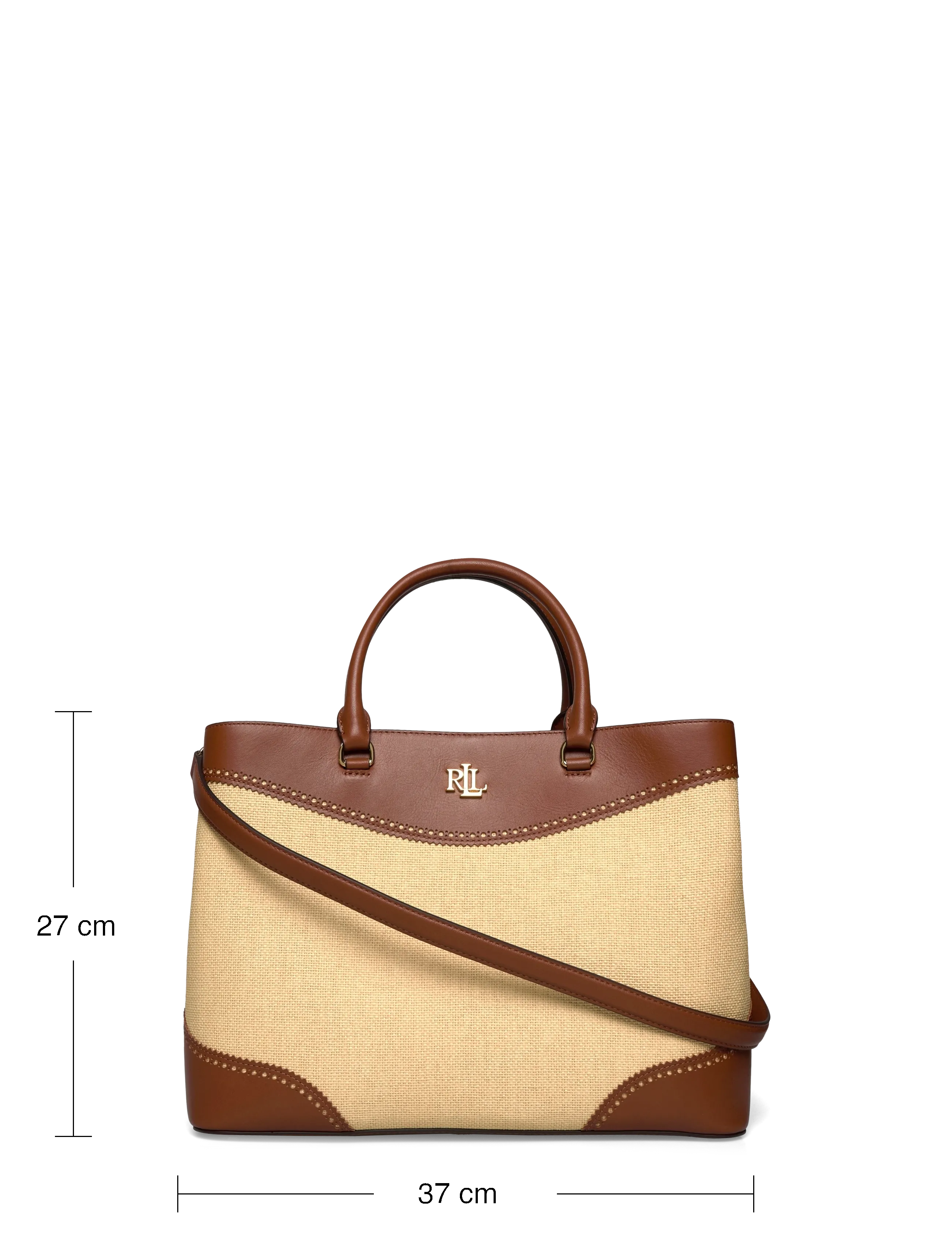 Lauren Ralph Lauren - Straw & Leather Large Marcy Satchel - shoppere - dark natural/laur - 3