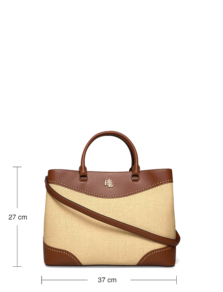 Lauren Ralph Lauren - Straw & Leather Large Marcy Satchel - shoppere - dark natural/laur - 3