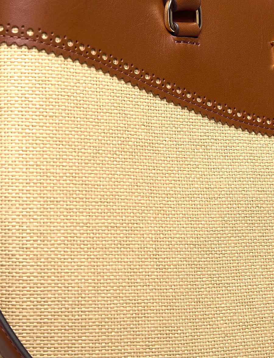 Lauren Ralph Lauren - Straw & Leather Large Marcy Satchel - shoppere - dark natural/laur - 4