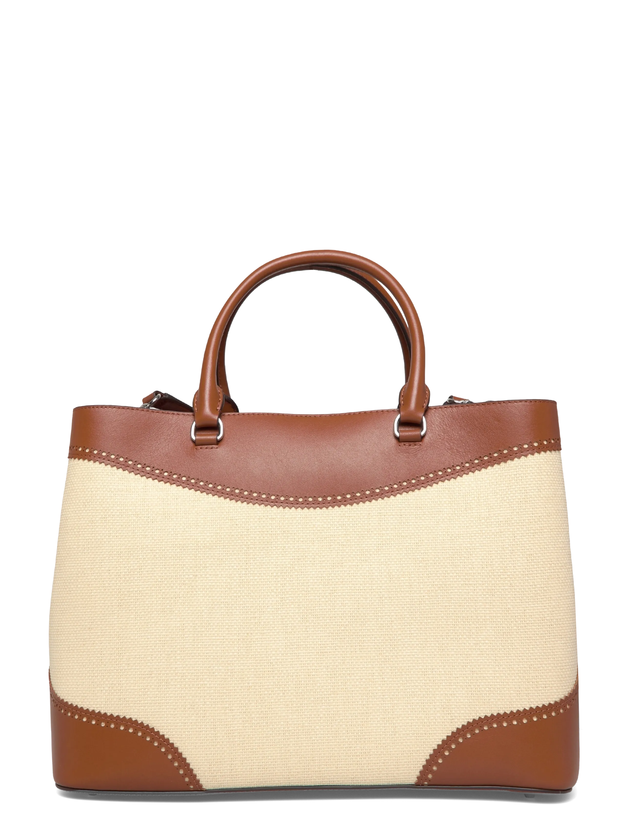 Lauren Ralph Lauren - Straw & Leather Large Marcy Satchel - light natural/lau - 1