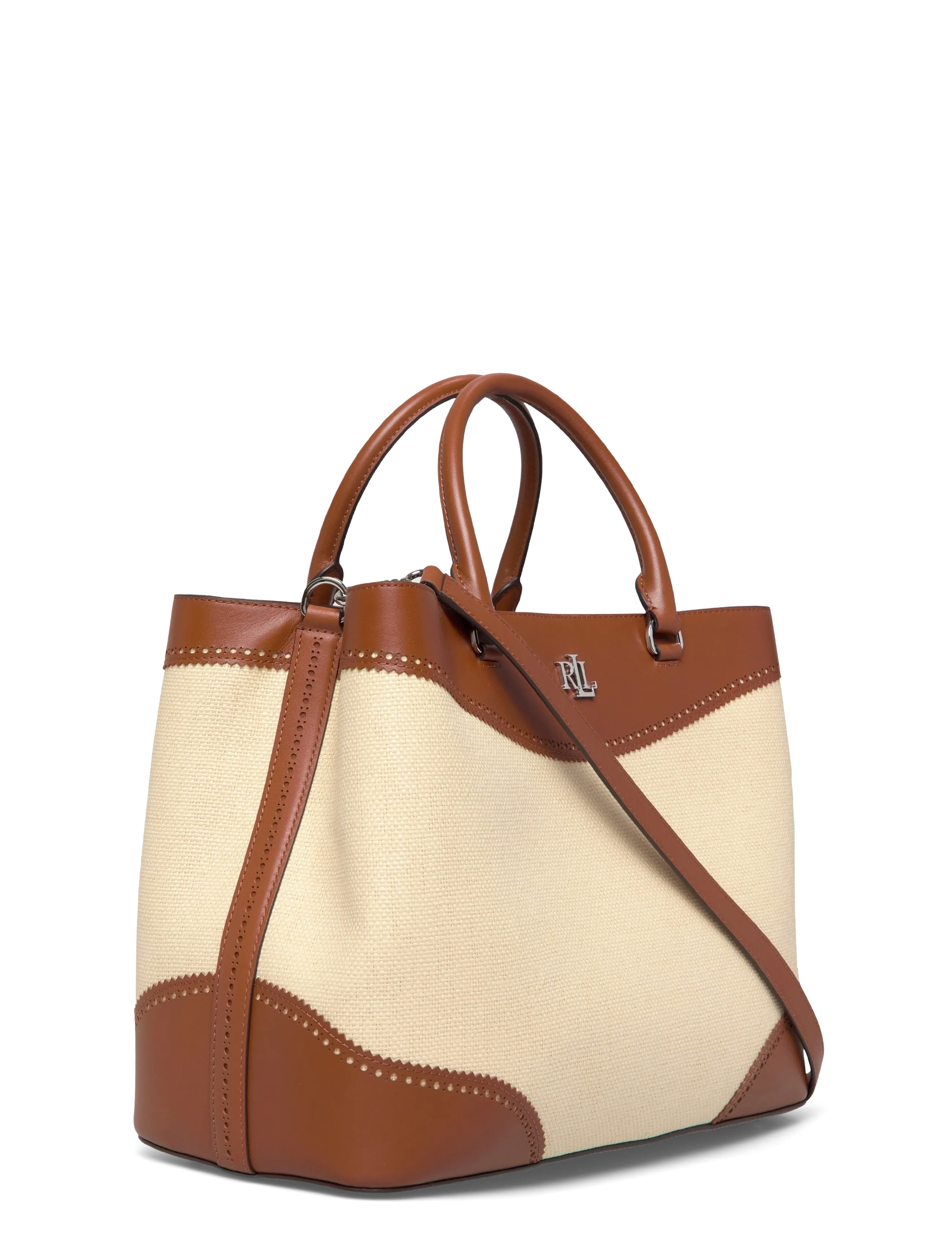 Lauren Ralph Lauren - Straw & Leather Large Marcy Satchel - light natural/lau - 2