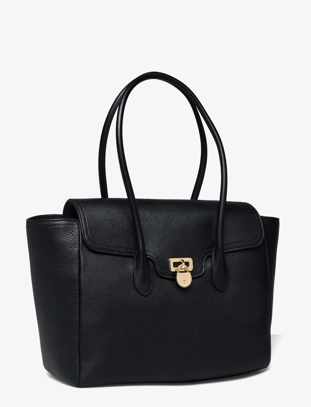 Lauren Ralph Lauren - Pebbled Leather Large Tanner Satchel - totes - black - 2