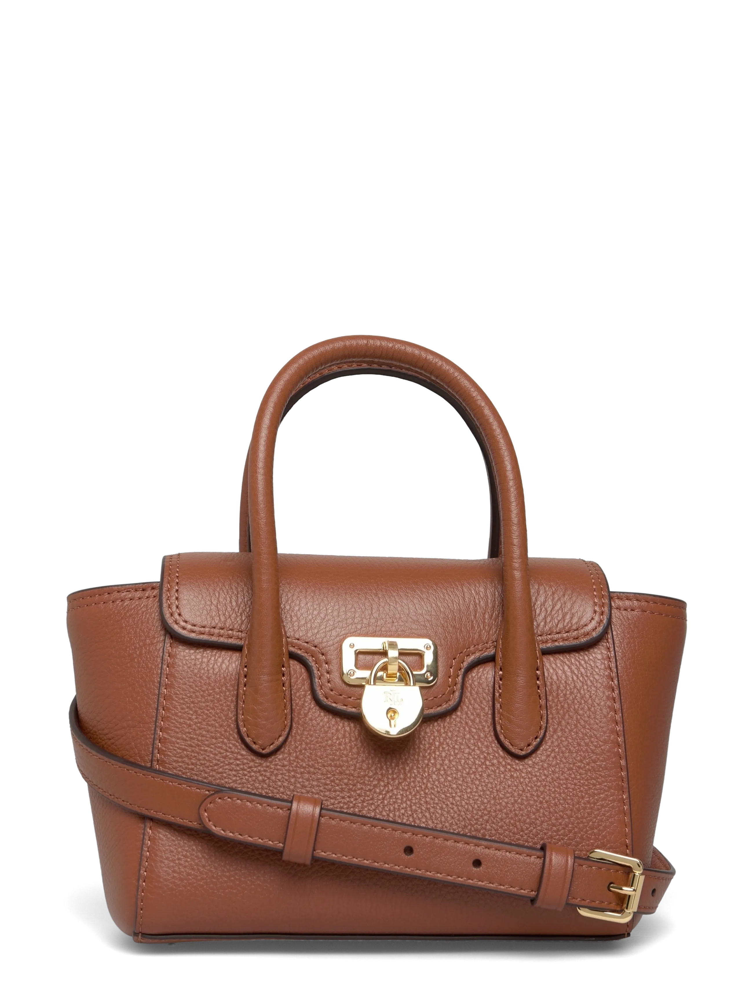 Lauren Ralph Lauren LUXE PEBBLE LTHR-TNNR SM SCHL-STL-S - Handväskor - LAUREN TAN / brown