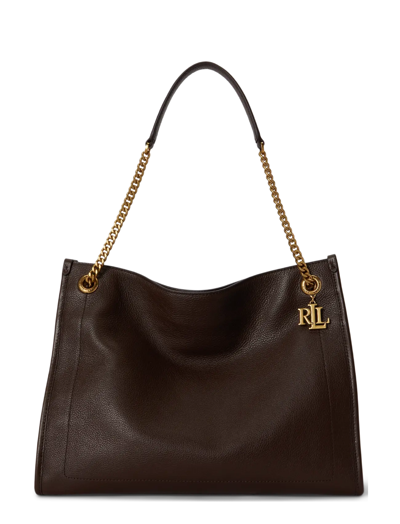 Lauren Ralph Lauren Pebbled Leather Large Bradley Tote Bag - Väskor - CHESTNUT BROWN / brown