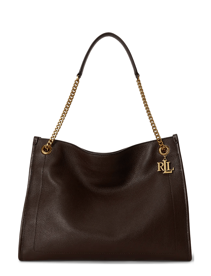 Lauren Ralph Lauren - Pebbled Leather Large Bradley Tote Bag - shoppingväskor - chestnut brown - 0