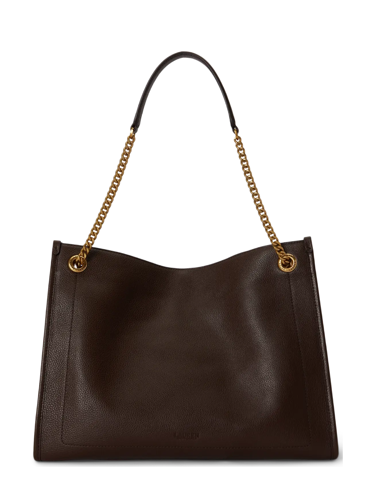 Lauren Ralph Lauren - Pebbled Leather Large Bradley Tote Bag - shoppingväskor - chestnut brown - 1