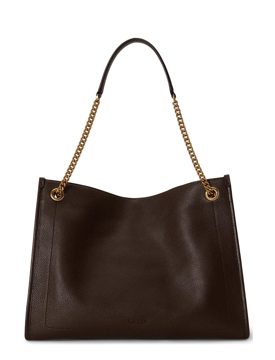 Lauren Ralph Lauren - Pebbled Leather Large Bradley Tote Bag - shoppingväskor - chestnut brown - 1