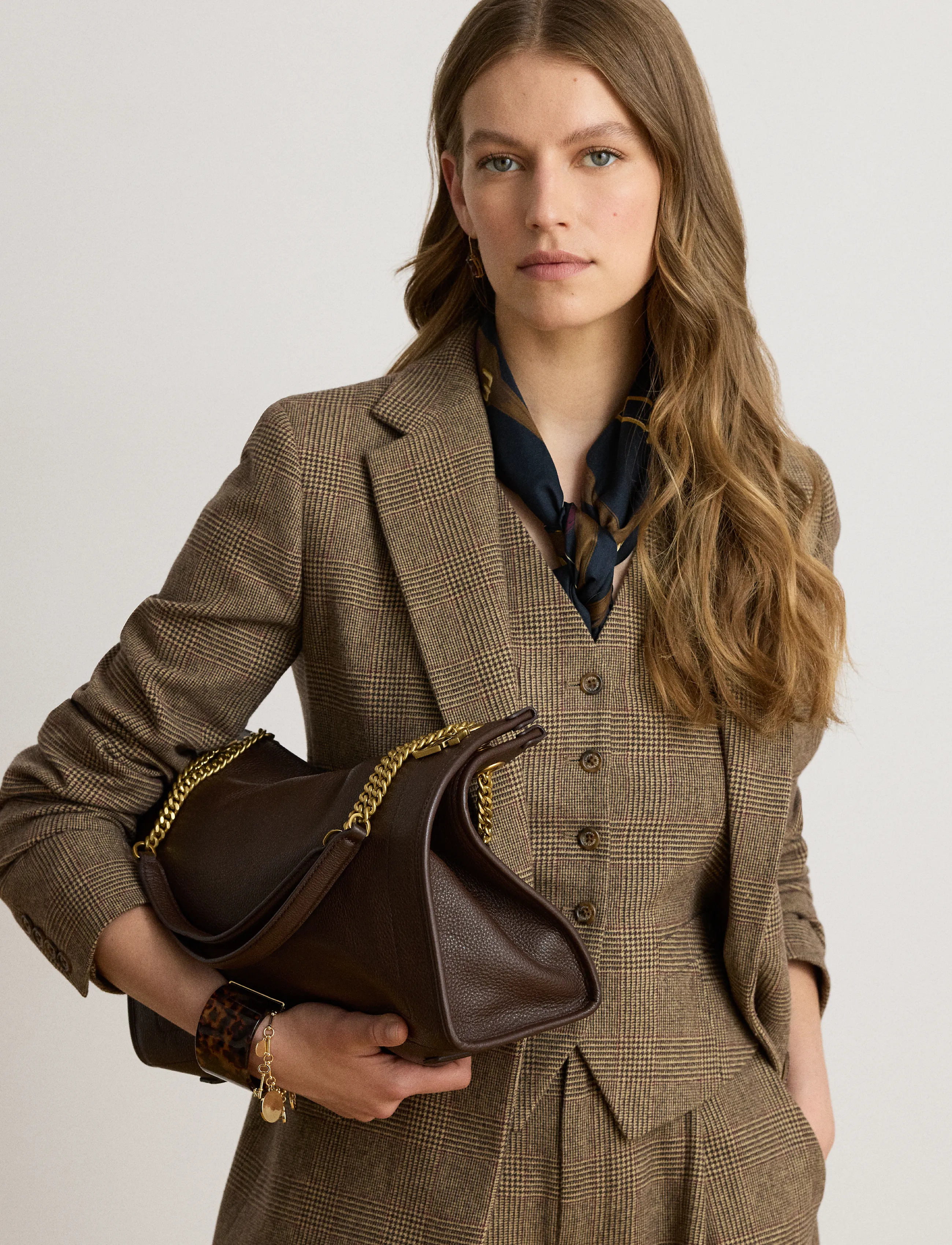 Lauren Ralph Lauren - Pebbled Leather Large Bradley Tote Bag - shoppingväskor - chestnut brown - 4