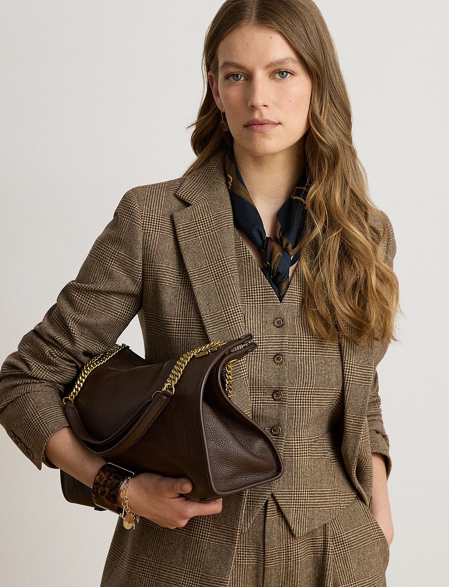 Lauren Ralph Lauren - Pebbled Leather Large Bradley Tote Bag - shoppingväskor - chestnut brown - 4