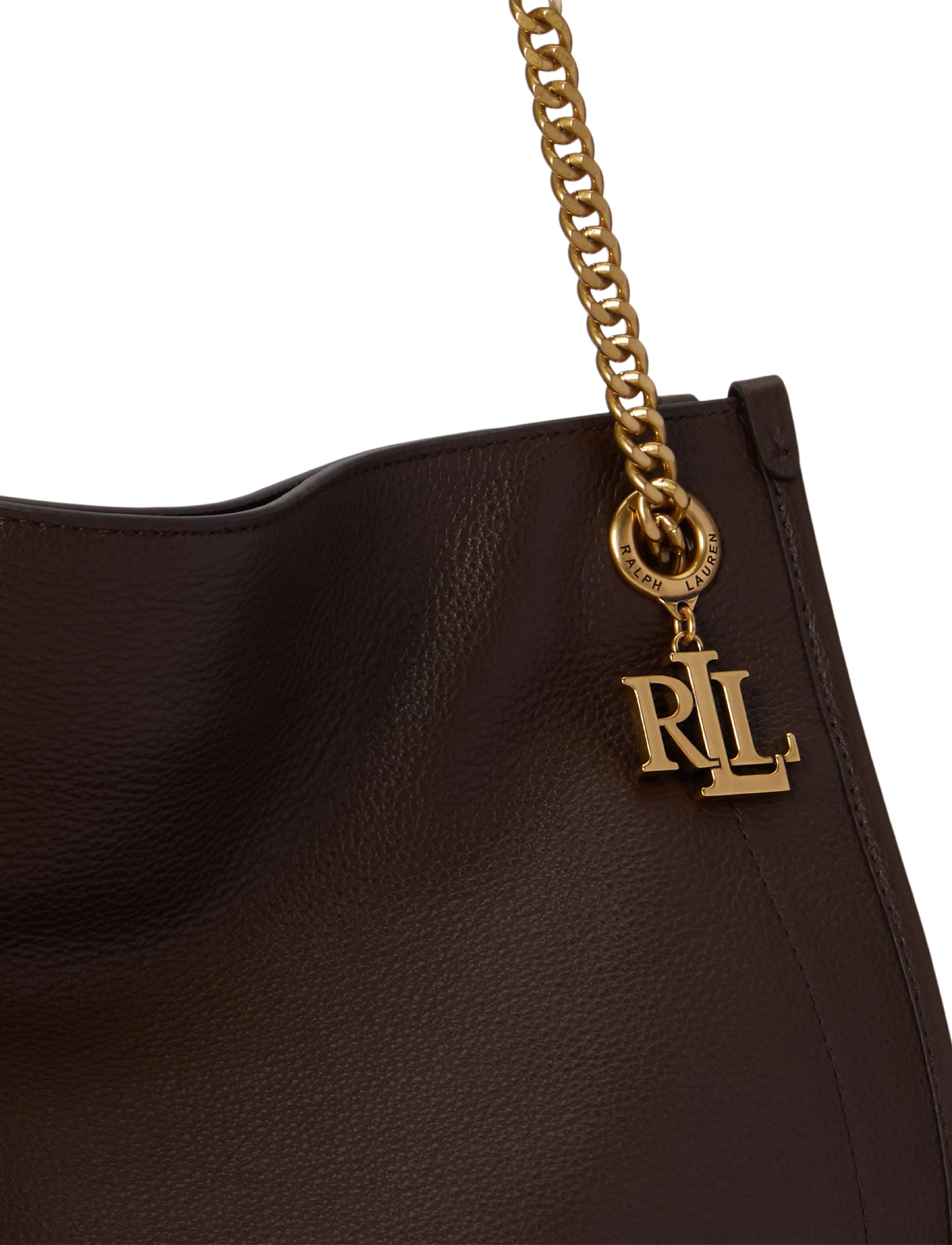 Lauren Ralph Lauren - Pebbled Leather Large Bradley Tote Bag - shoppingväskor - chestnut brown - 5