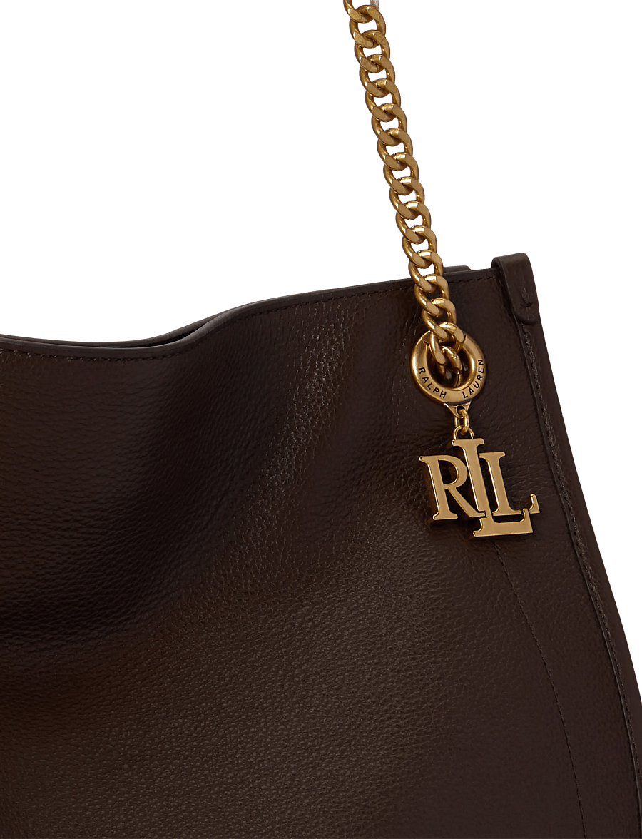 Lauren Ralph Lauren - Pebbled Leather Large Bradley Tote Bag - shoppingväskor - chestnut brown - 5