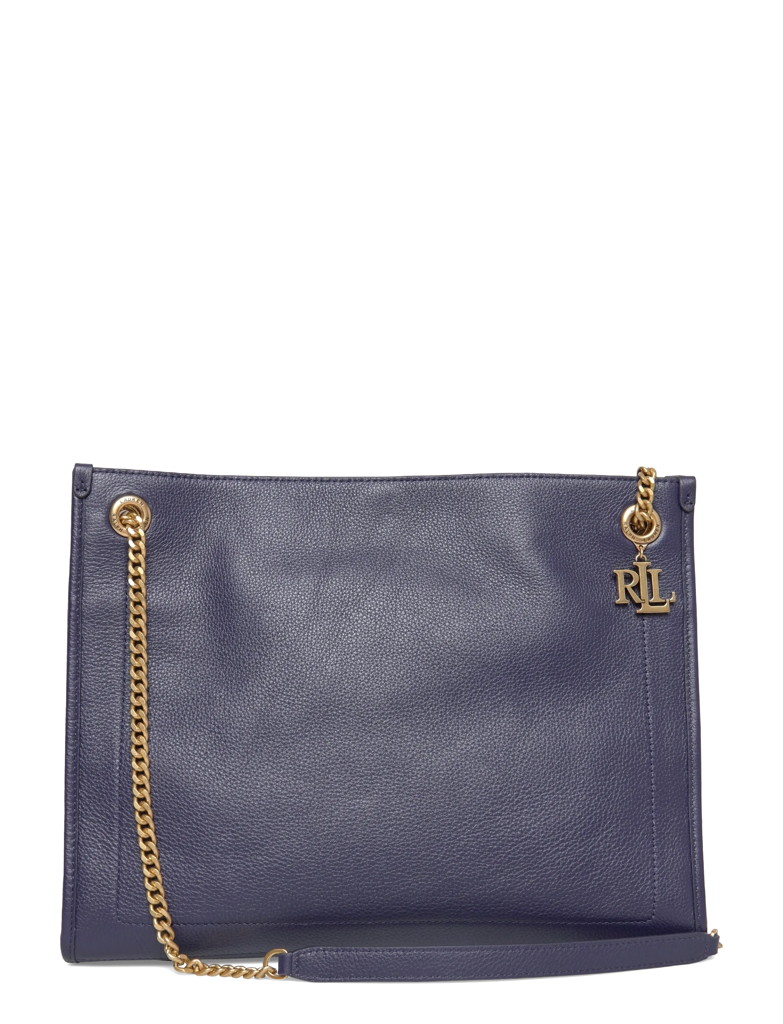 Lauren Ralph Lauren Pebbled Leather Large Bradley Tote Bag - Väskor - REFINED NAVY / purple