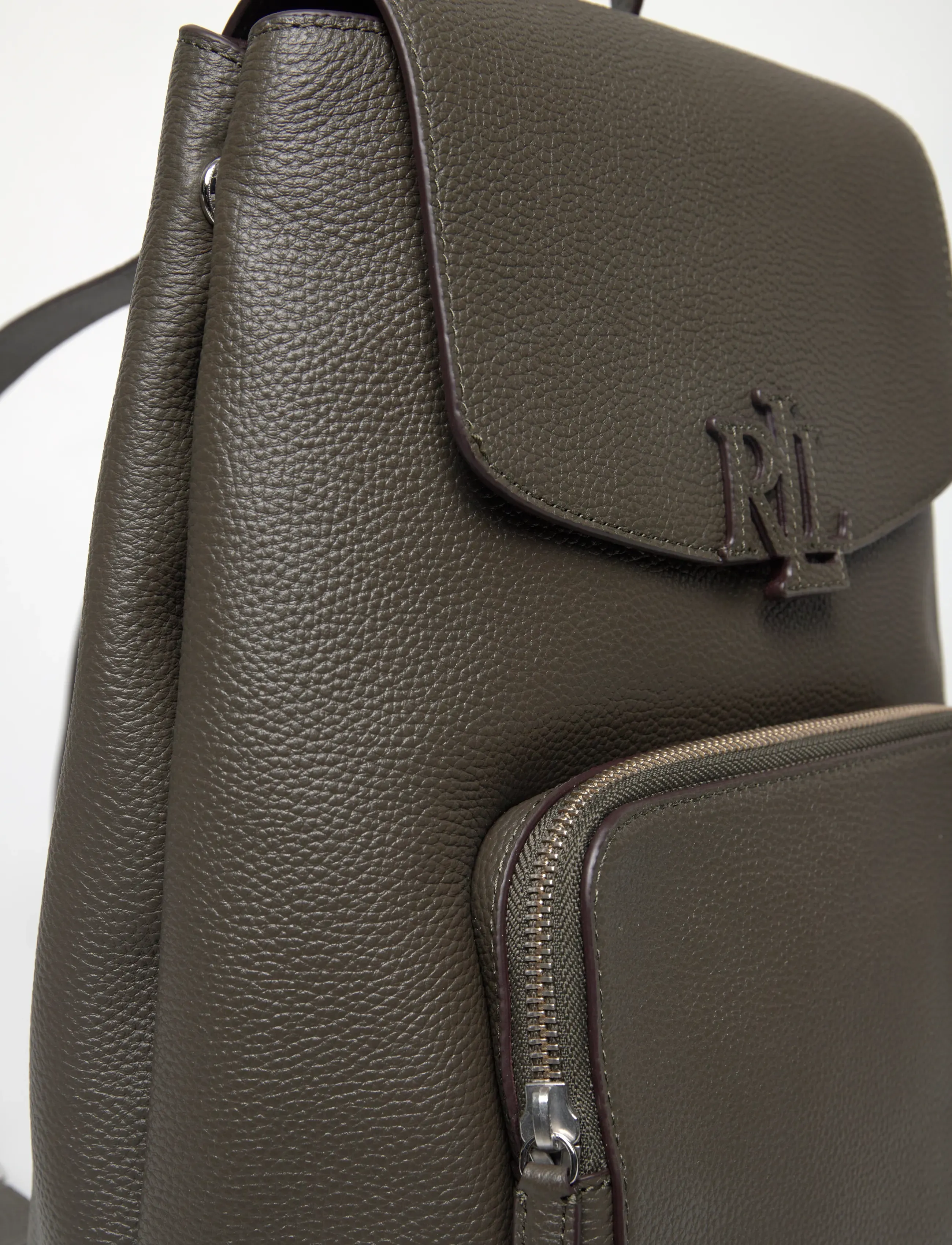 Lauren Ralph Lauren - PEBBLED LEATHER-CAMERYN BKPK-BPK-ME - accessories - dark olive - 3