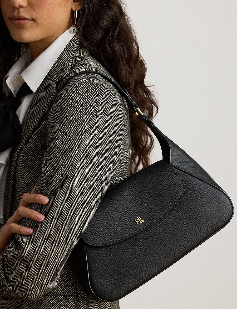 Lauren Ralph Lauren - Crosshatch Medium Schylar Shoulder Bag - hverdagsstil - black - 0