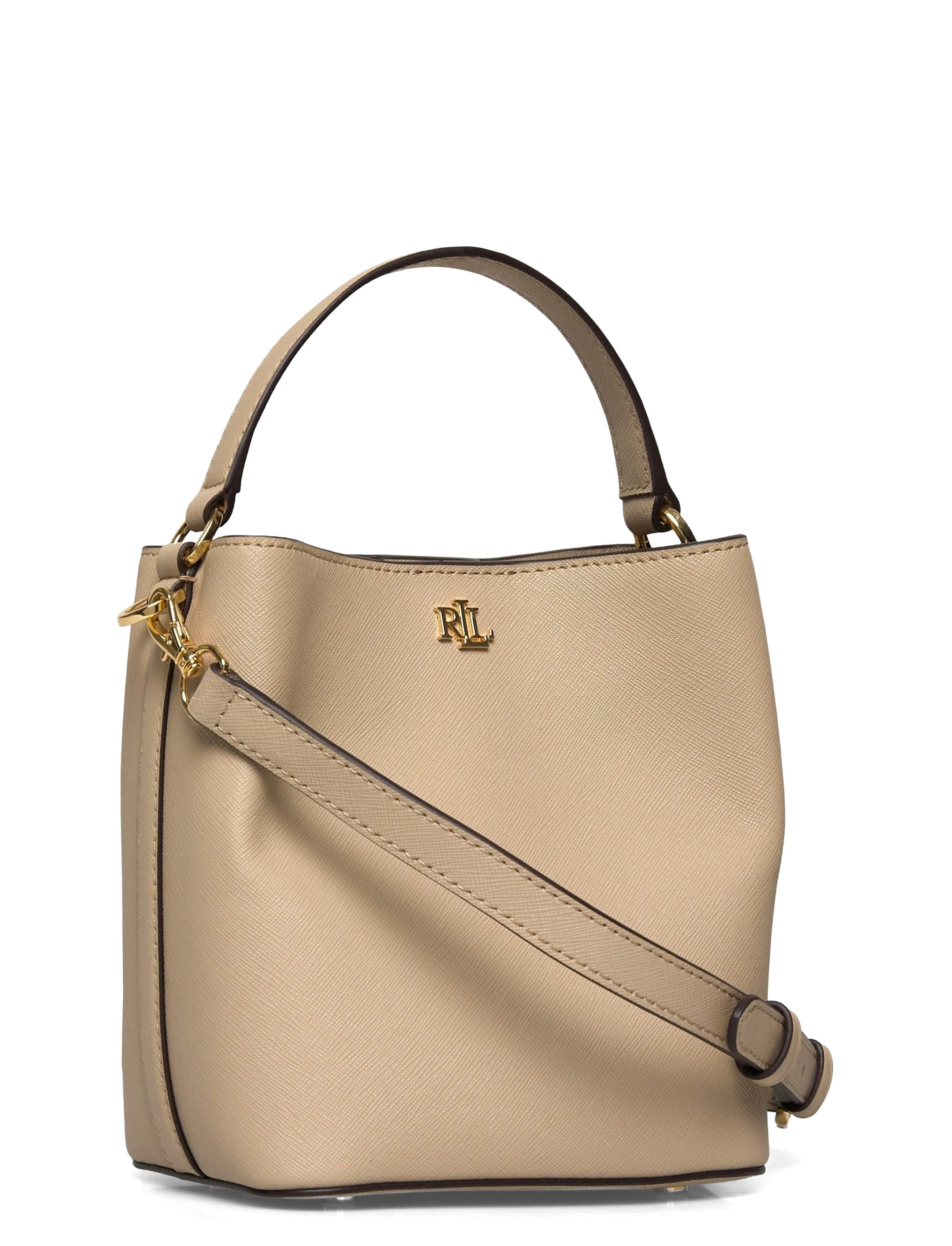 Lauren Ralph Lauren - Crosshatch Small Reese Bucket Bag - crossbody bags - birch tan - 2