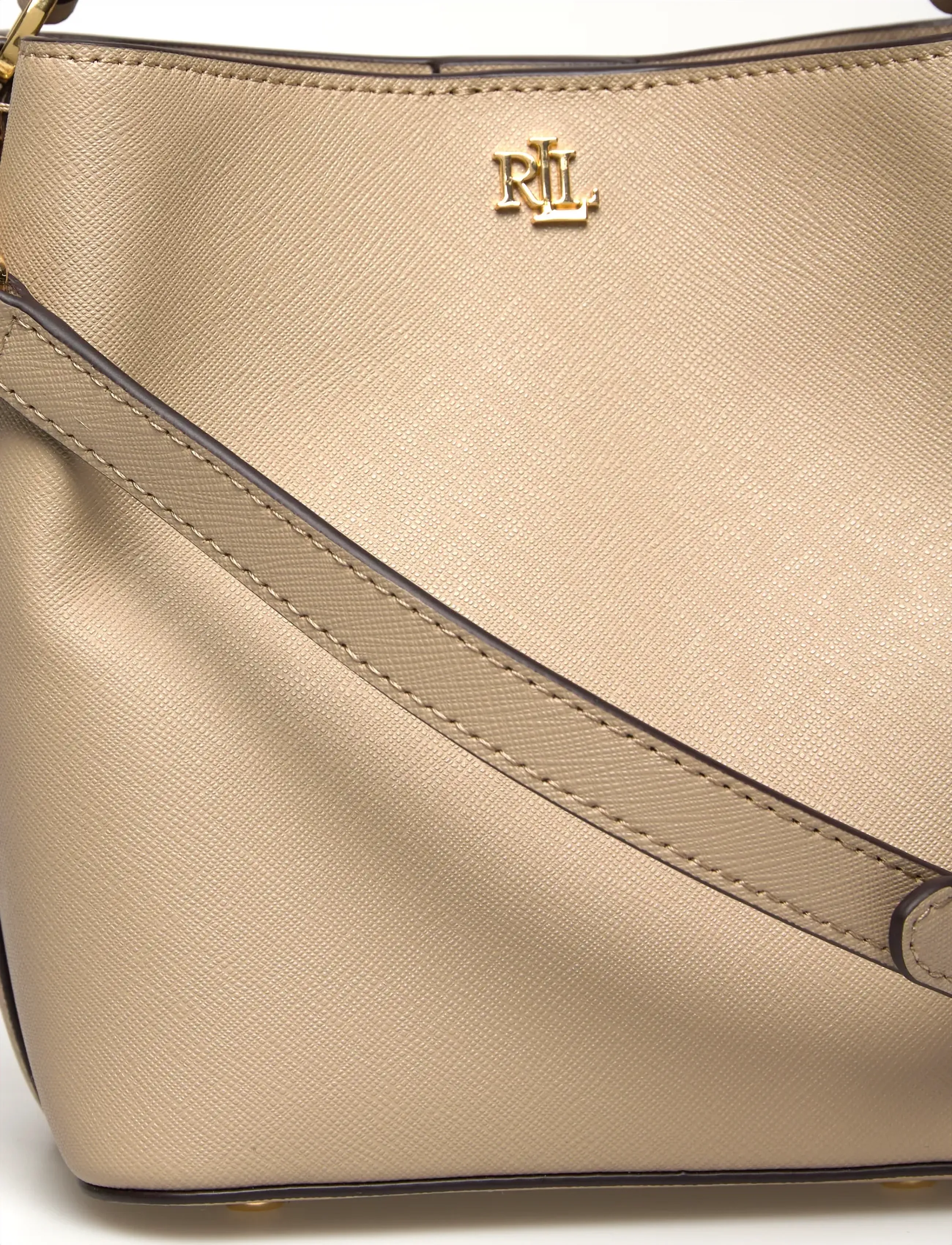 Lauren Ralph Lauren - Crosshatch Small Reese Bucket Bag - crossbody bags - birch tan - 4