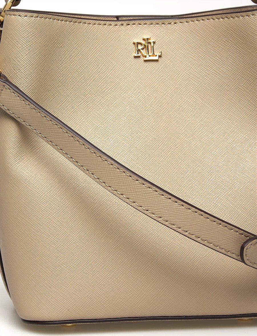 Lauren Ralph Lauren - Crosshatch Small Reese Bucket Bag - crossbody bags - birch tan - 4