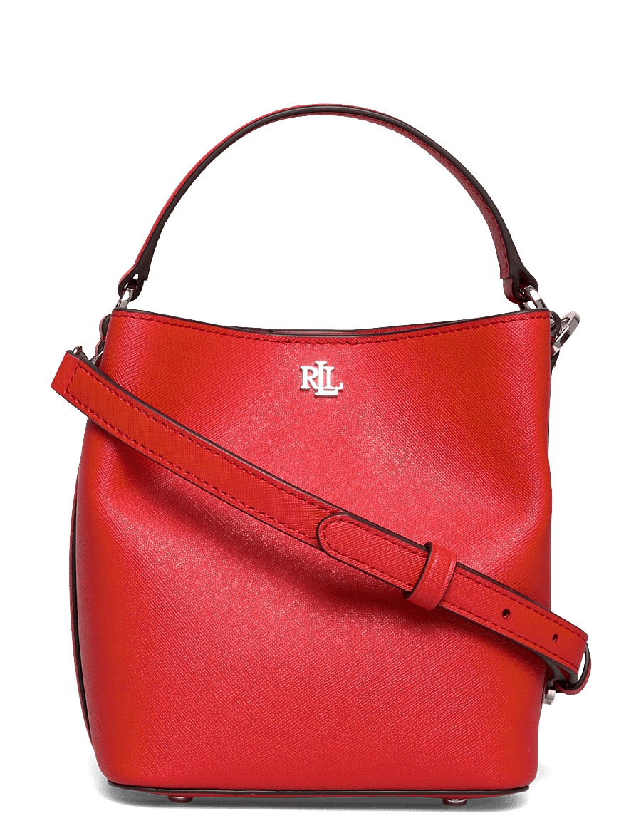Lauren Ralph Lauren - Crosshatch Small Reese Bucket Bag - crossbody bags - bright vermillion - 0