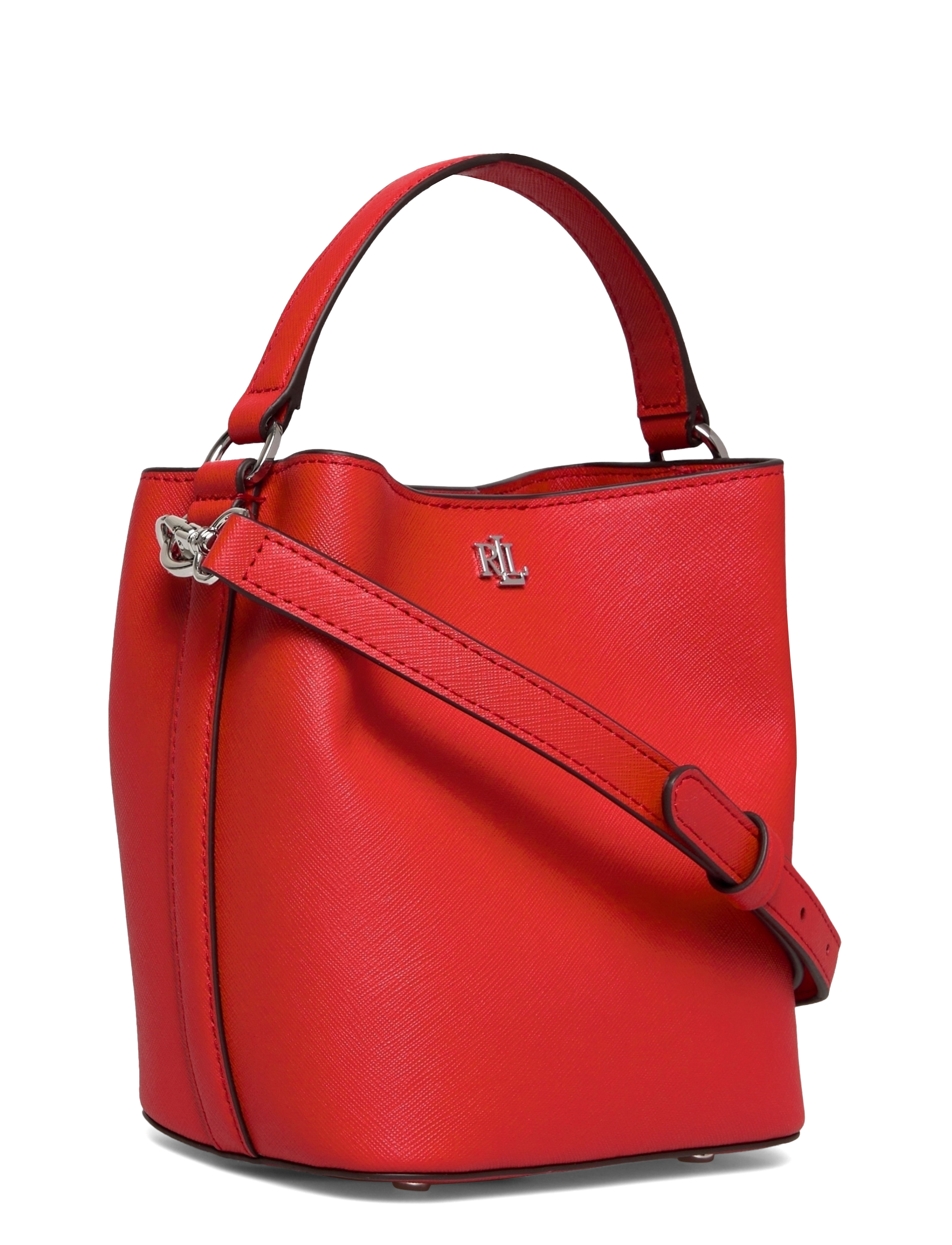 Lauren Ralph Lauren - Crosshatch Small Reese Bucket Bag - crossbody bags - bright vermillion - 2