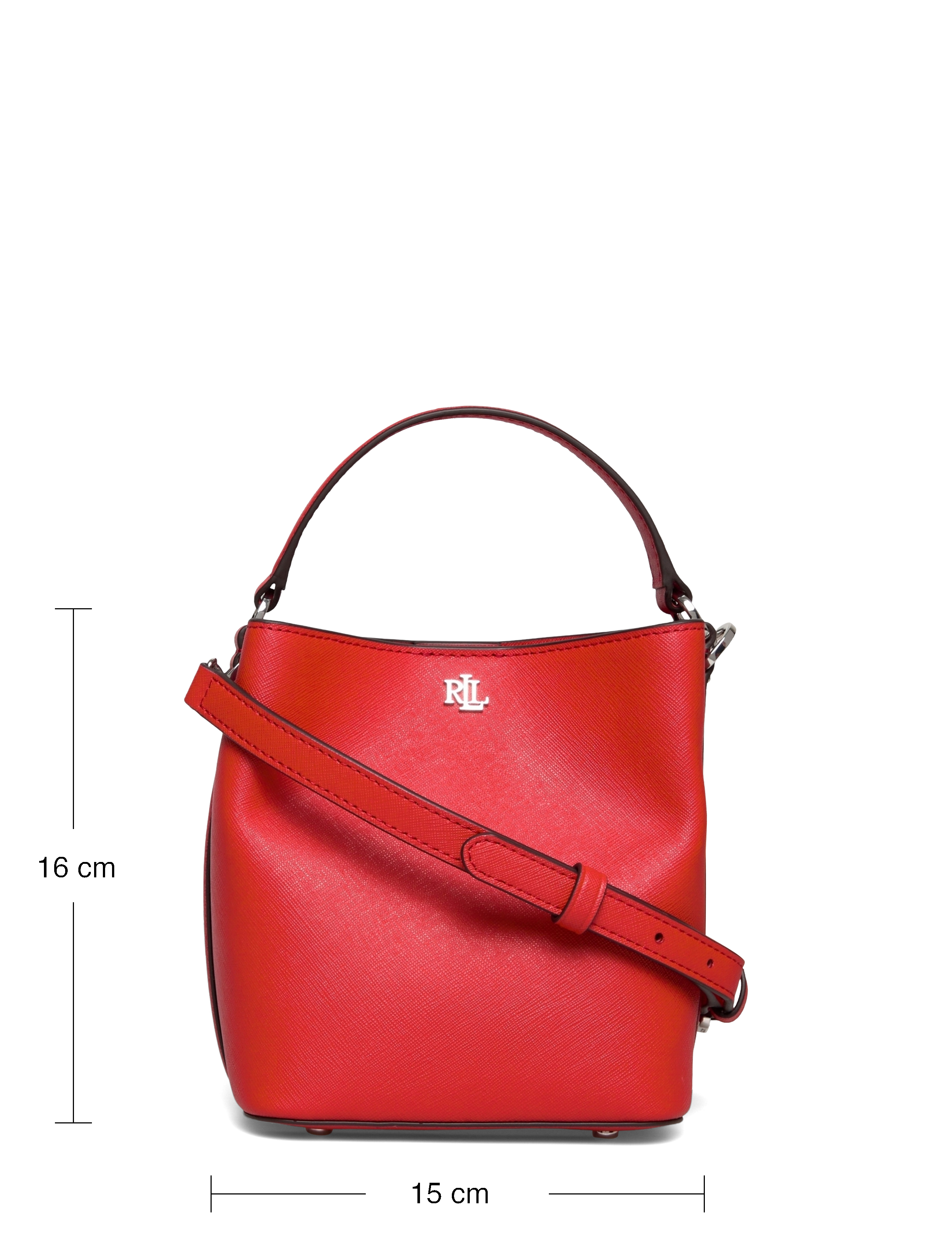 Lauren Ralph Lauren - Crosshatch Small Reese Bucket Bag - crossbody bags - bright vermillion - 5