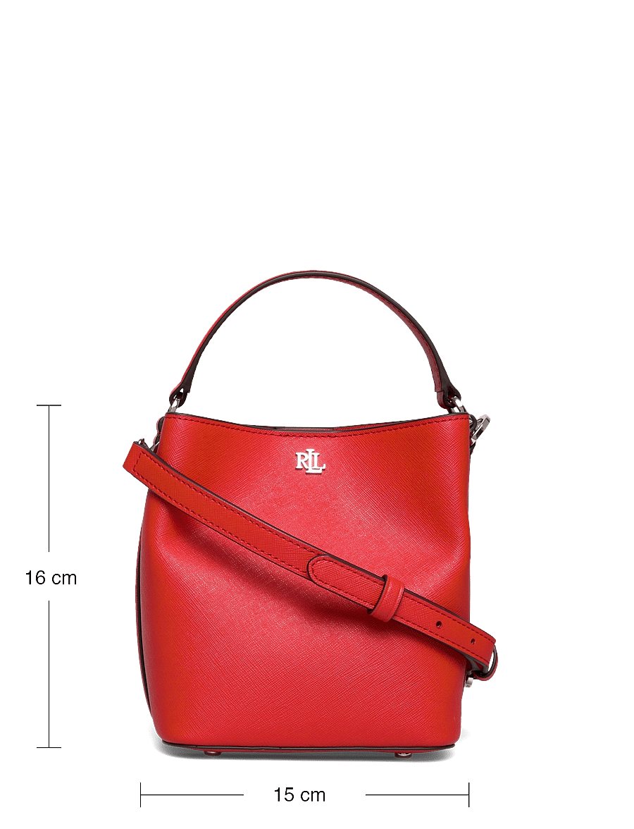 Lauren Ralph Lauren - Crosshatch Small Reese Bucket Bag - crossbody bags - bright vermillion - 5