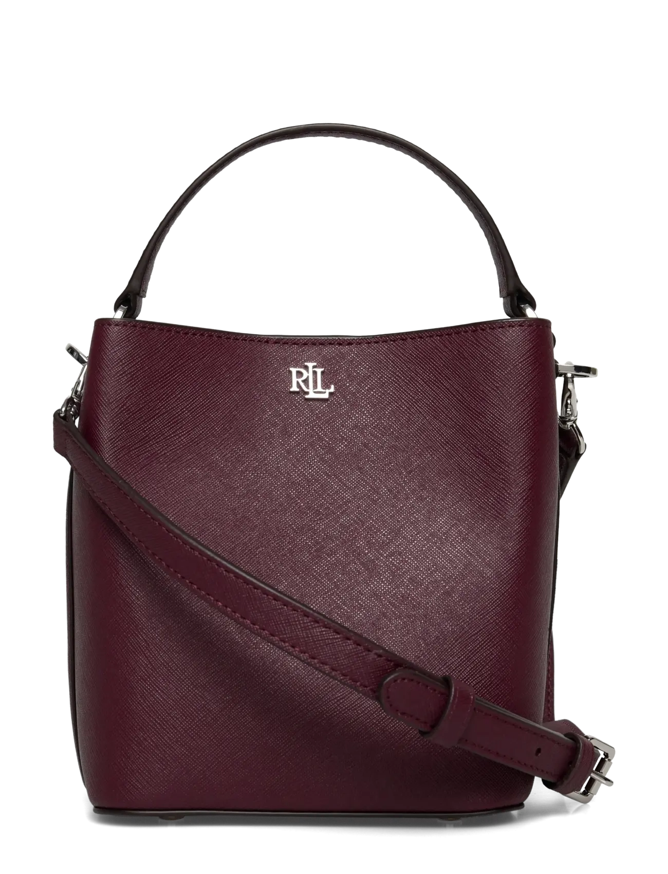 Lauren Ralph Crosshatch Leather-Reese Sm Bkt-Bub, One Size, Bags, Burgunderrot - Bucket Bag, Frauen