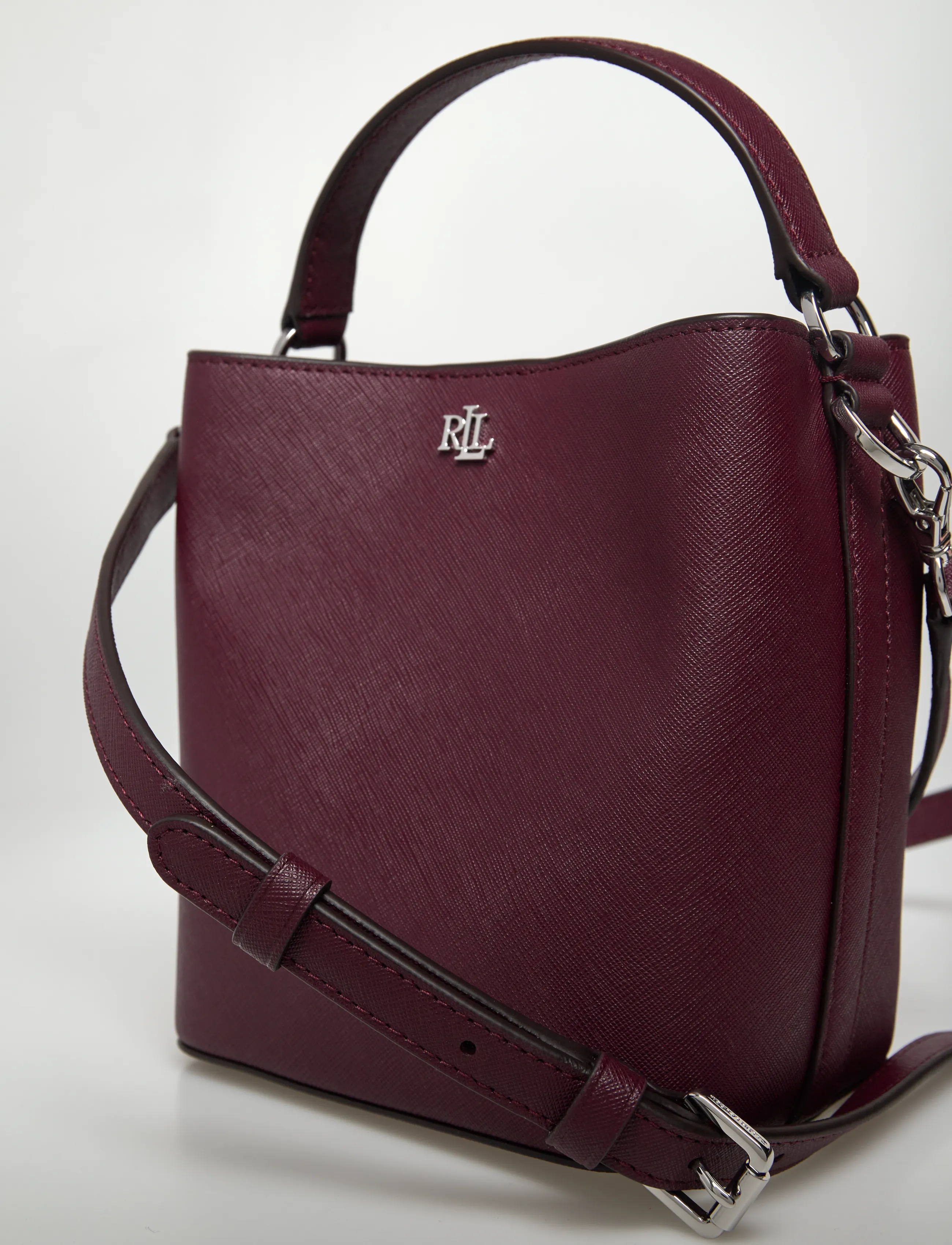Lauren Ralph Lauren - Crosshatch Small Reese Bucket Bag - dark garnet - 3
