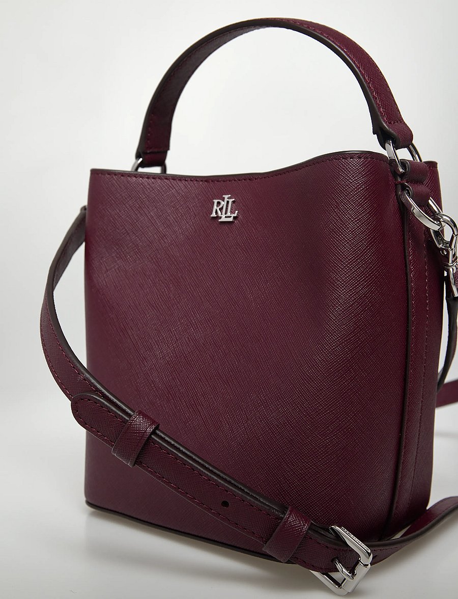 Lauren Ralph Lauren - CROSSHATCH LEATHER-REESE SM BKT-BUB - crossbody bags - dark garnet - 4