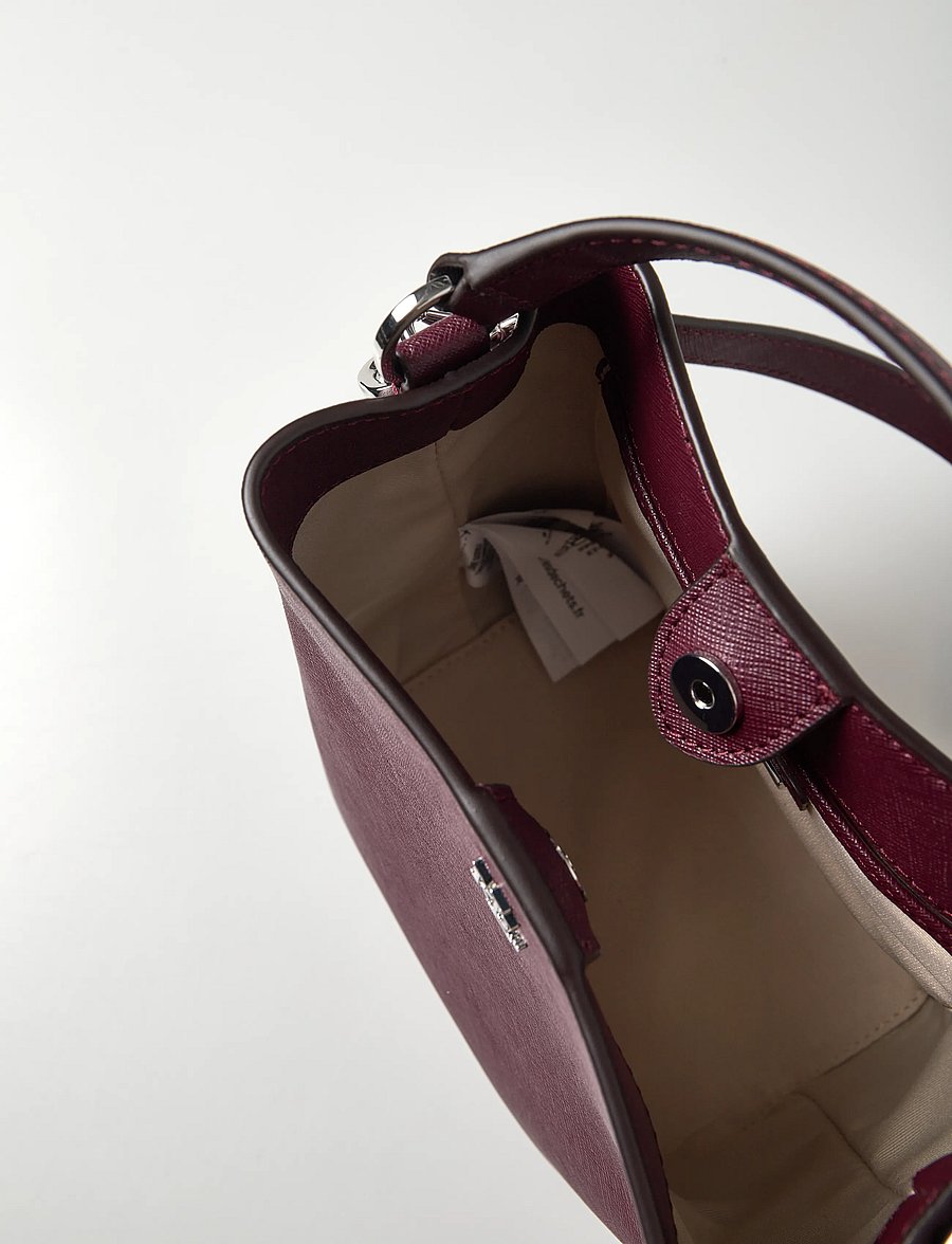 Lauren Ralph Lauren - CROSSHATCH LEATHER-REESE SM BKT-BUB - crossbody bags - dark garnet - 5