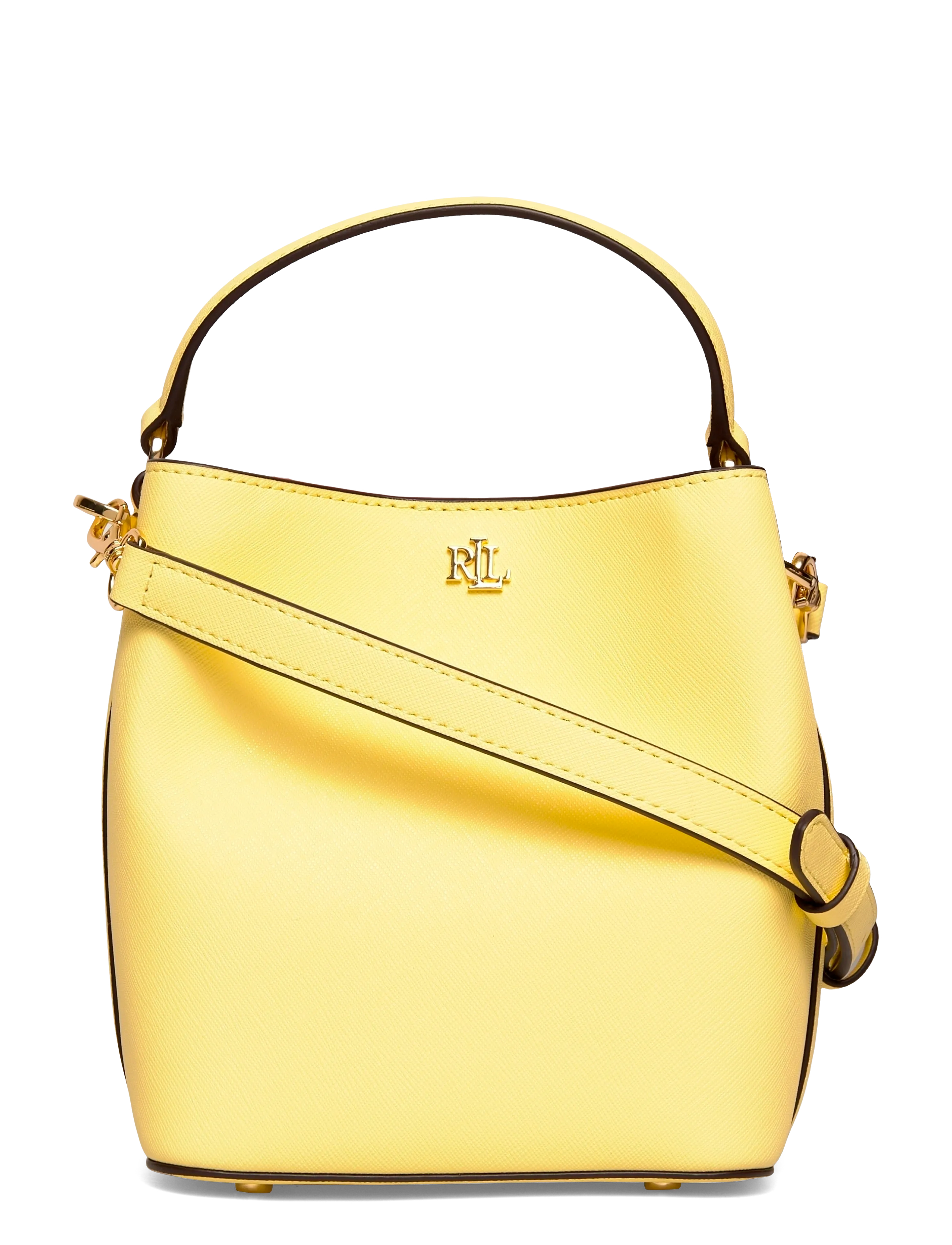 Lauren Ralph Lauren Crosshatch Small Reese Bucket Bag - Lauren Ralph Lauren - LEMON SORBET / yellow
