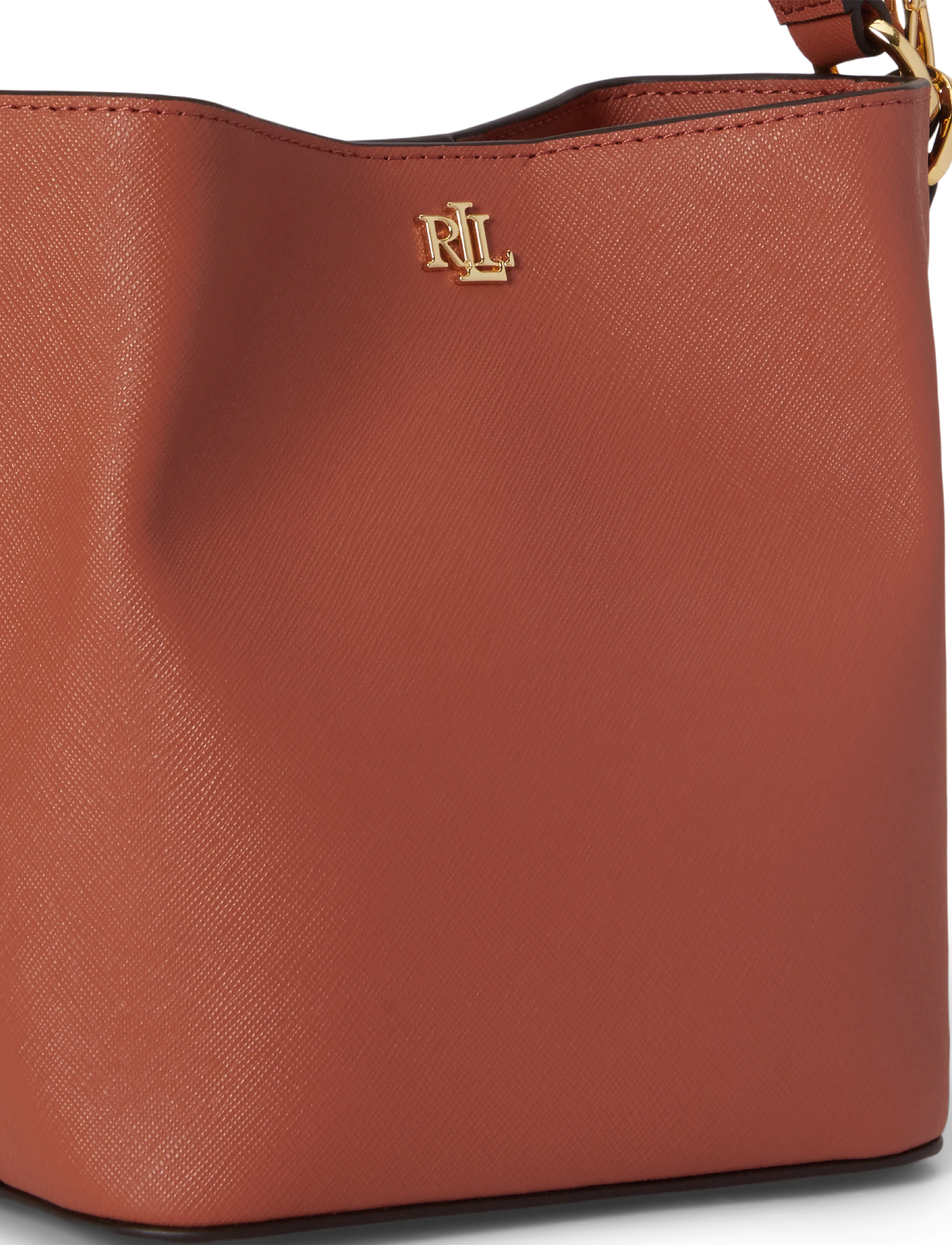 Lauren Ralph Lauren - Crosshatch Small Reese Bucket Bag - crossbody bags - red terracotta - 3