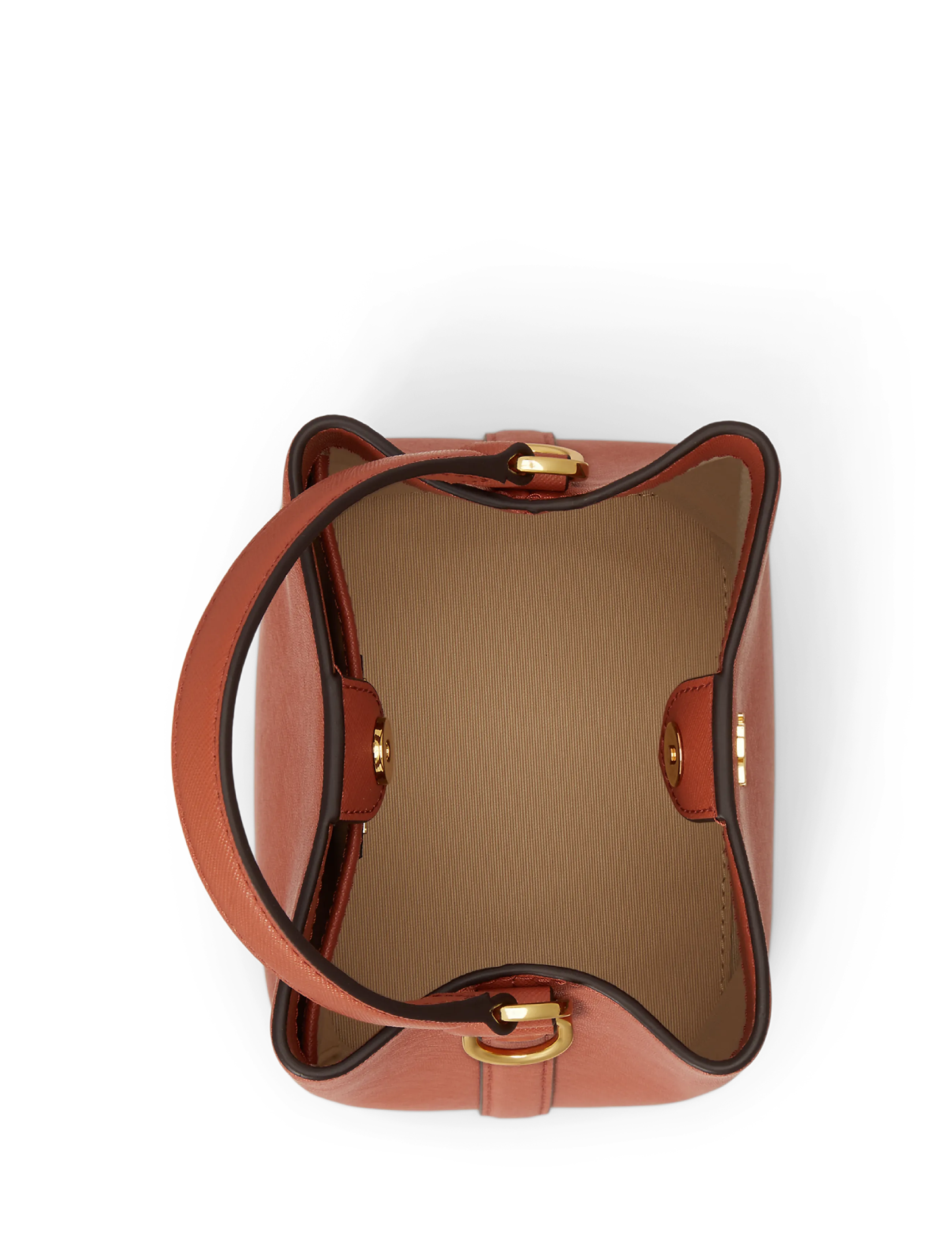 Lauren Ralph Lauren - Crosshatch Small Reese Bucket Bag - crossbody bags - red terracotta - 4