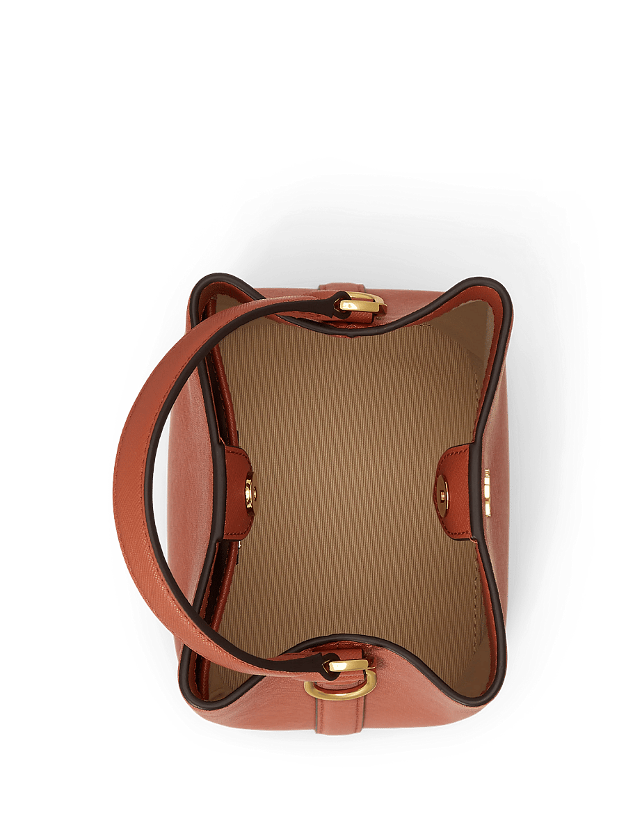 Lauren Ralph Lauren - Crosshatch Small Reese Bucket Bag - crossbody bags - red terracotta - 4