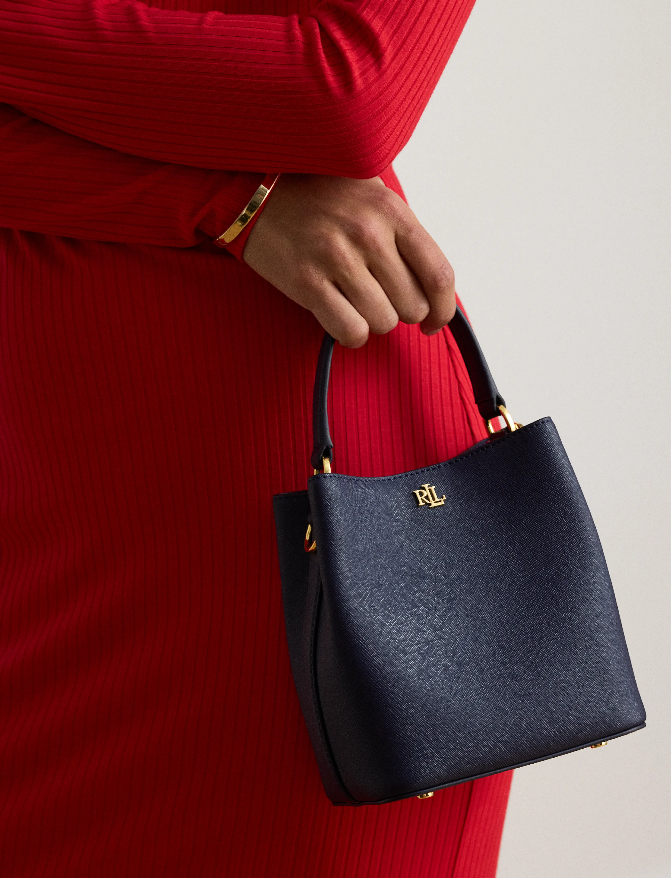 Lauren Ralph Lauren - Crosshatch Small Reese Bucket Bag - accessoires - refined navy - 5