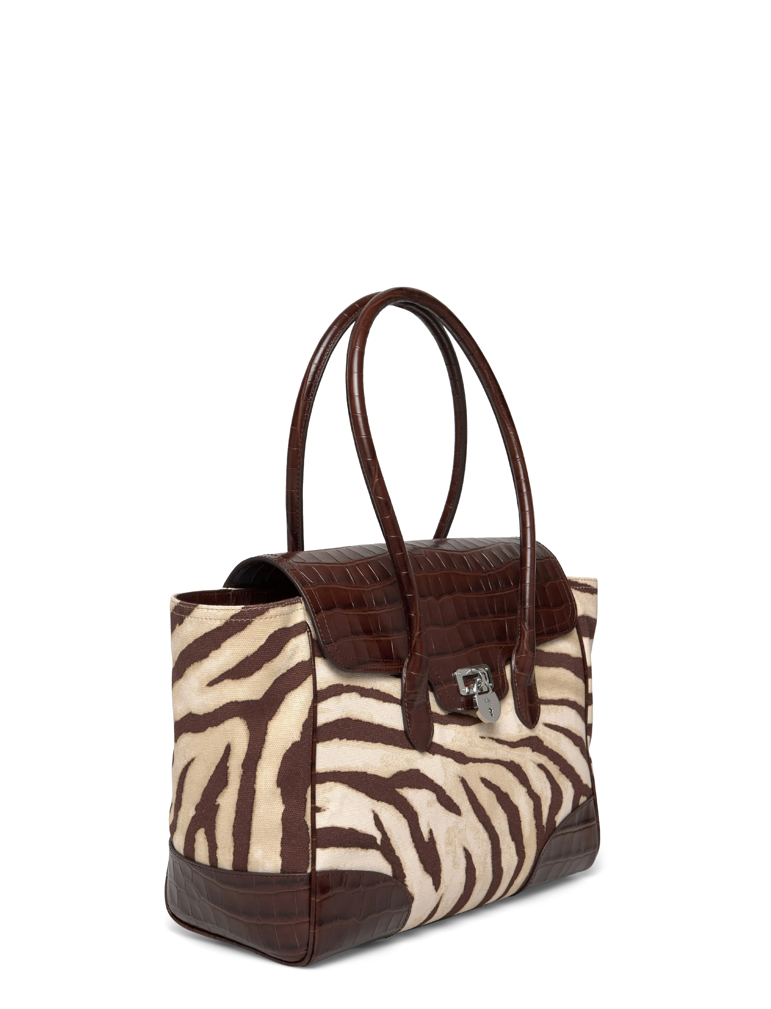 Lauren Ralph Lauren - Zebra-Print Canvas Large Tanner Satchel - special occasions - zebra/dark hickor - 2